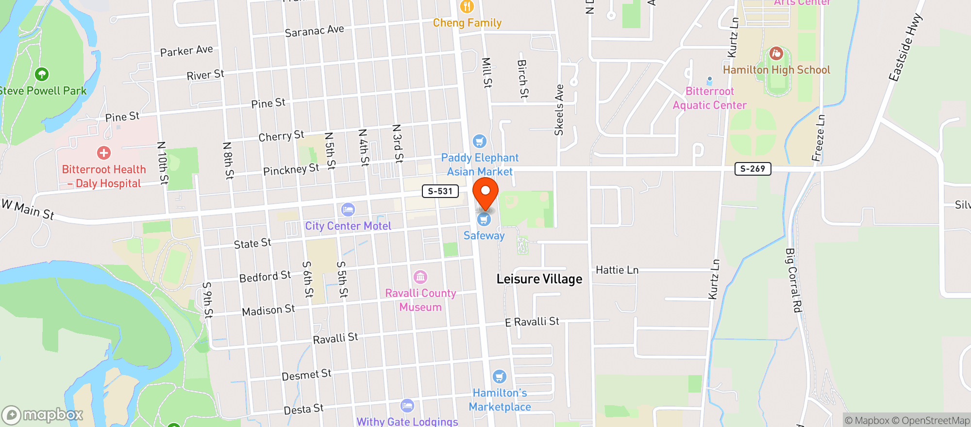 Map showing Safeway