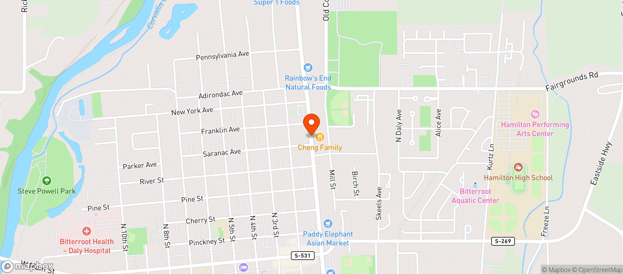 Map showing Gold Coin Casino