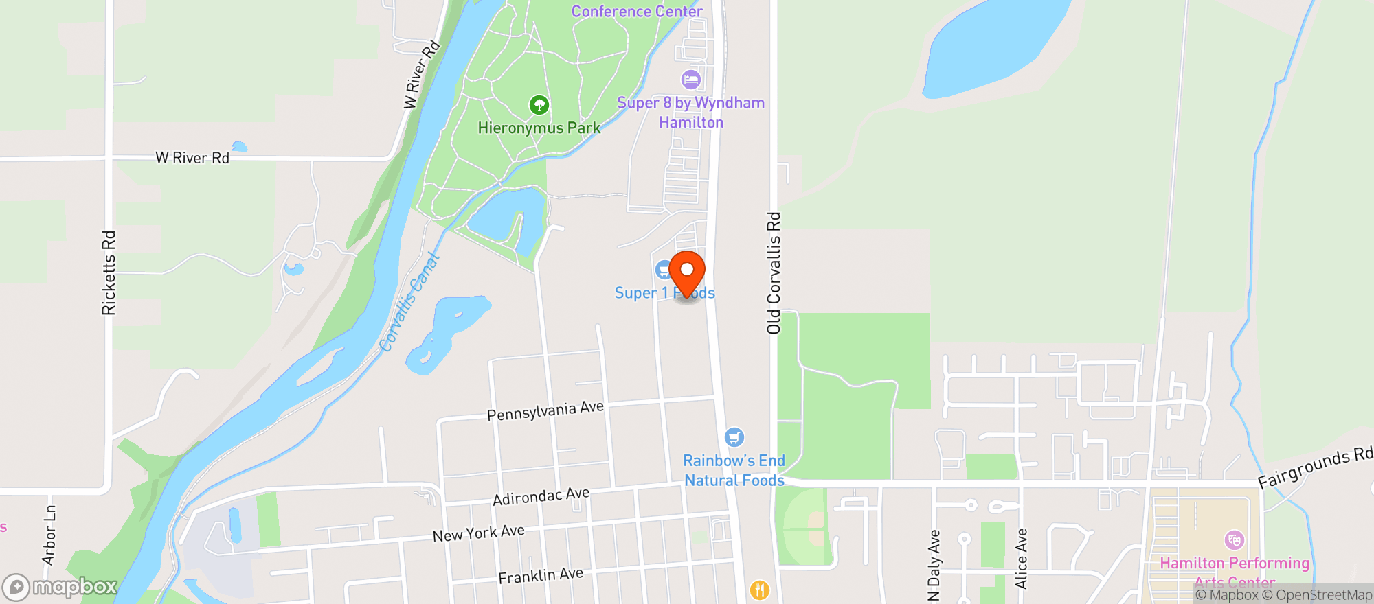 Map showing Town Pump #1233