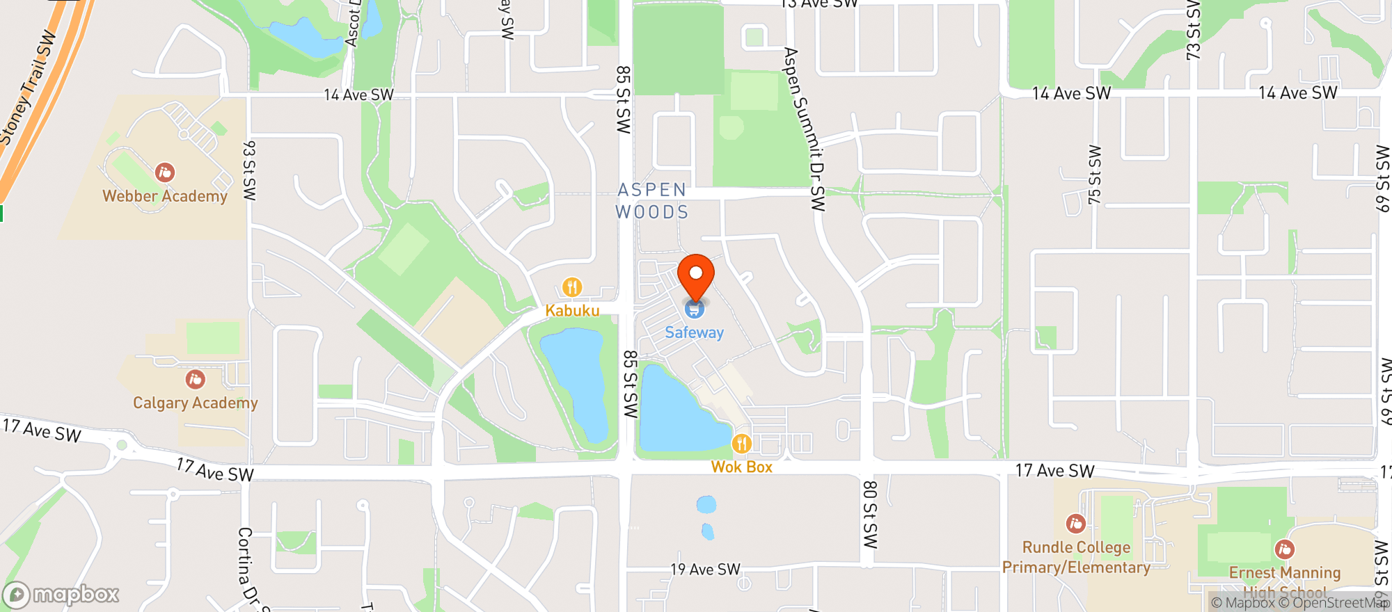 Map showing Safeway 874