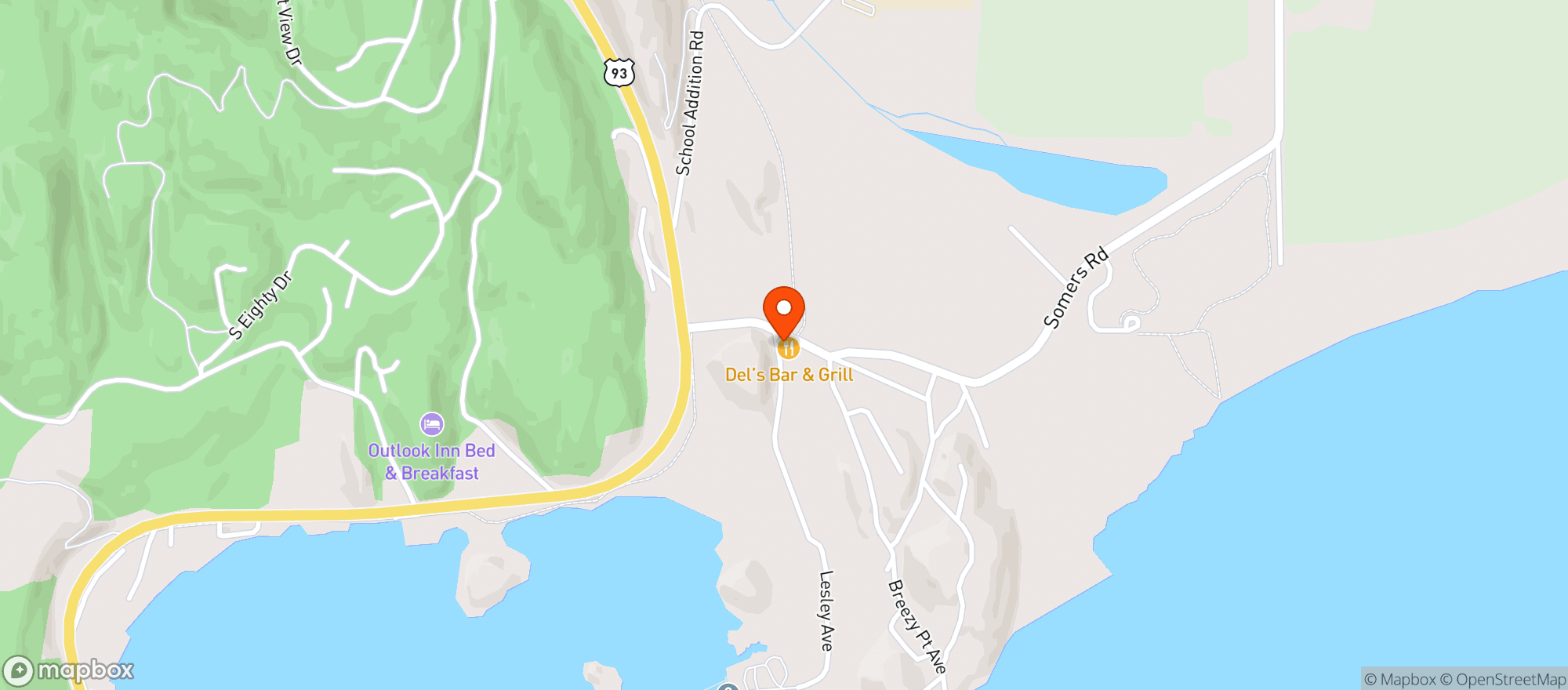 Map showing Dels Bar