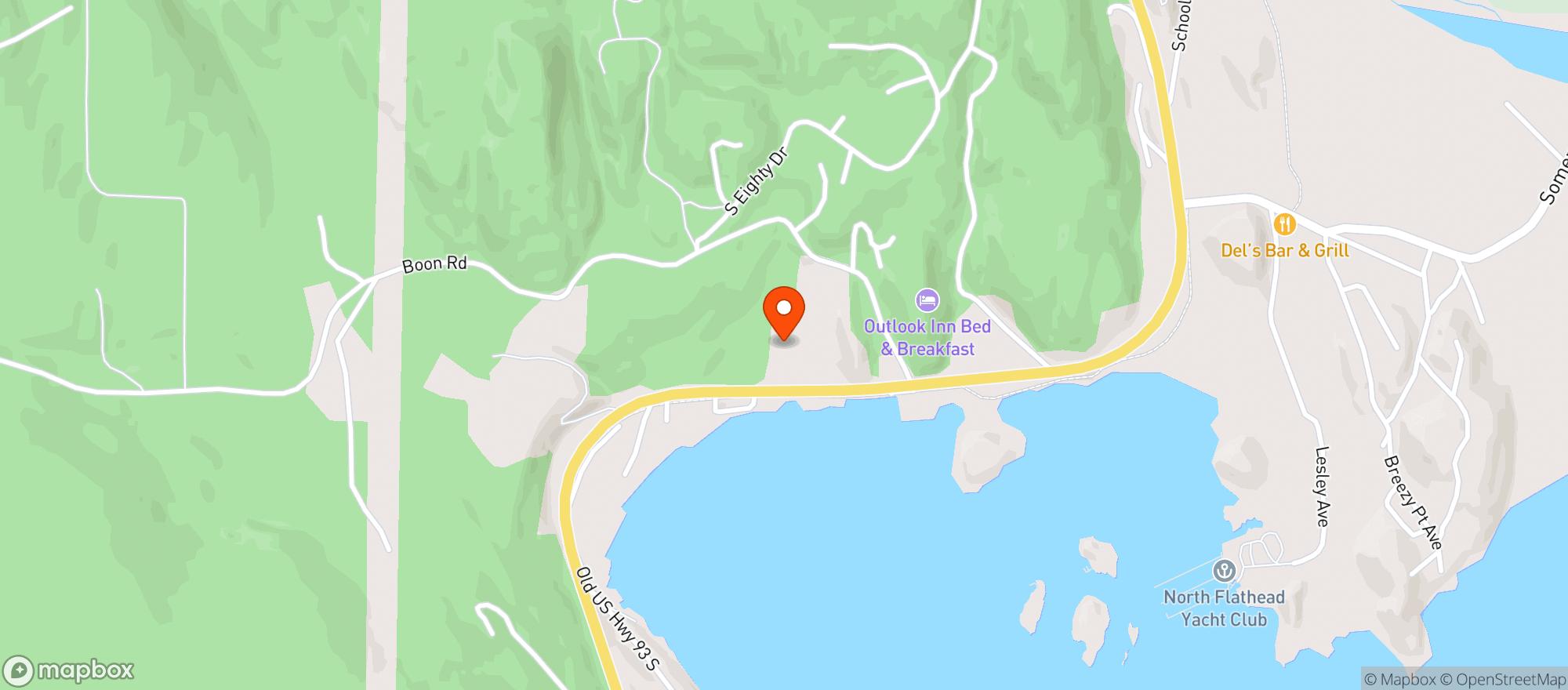 Map showing Somers Bay Log Cabin Lodging