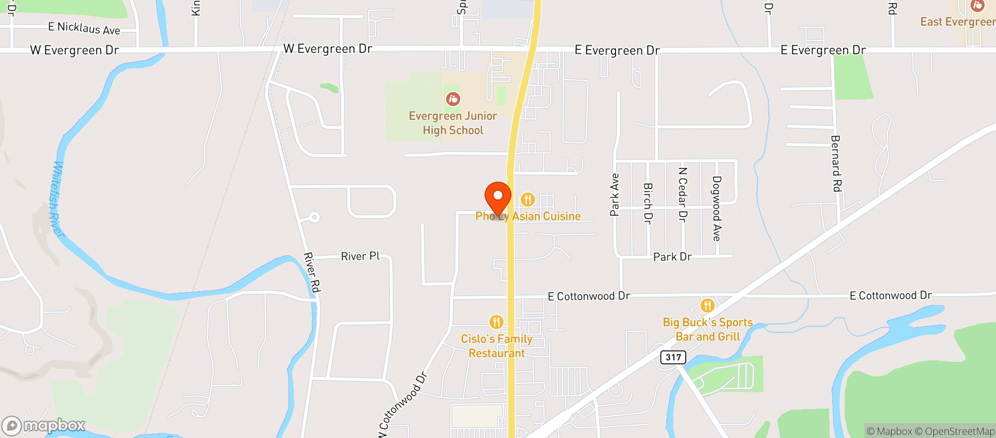 Map showing Whitefish Handcrafted Spirits