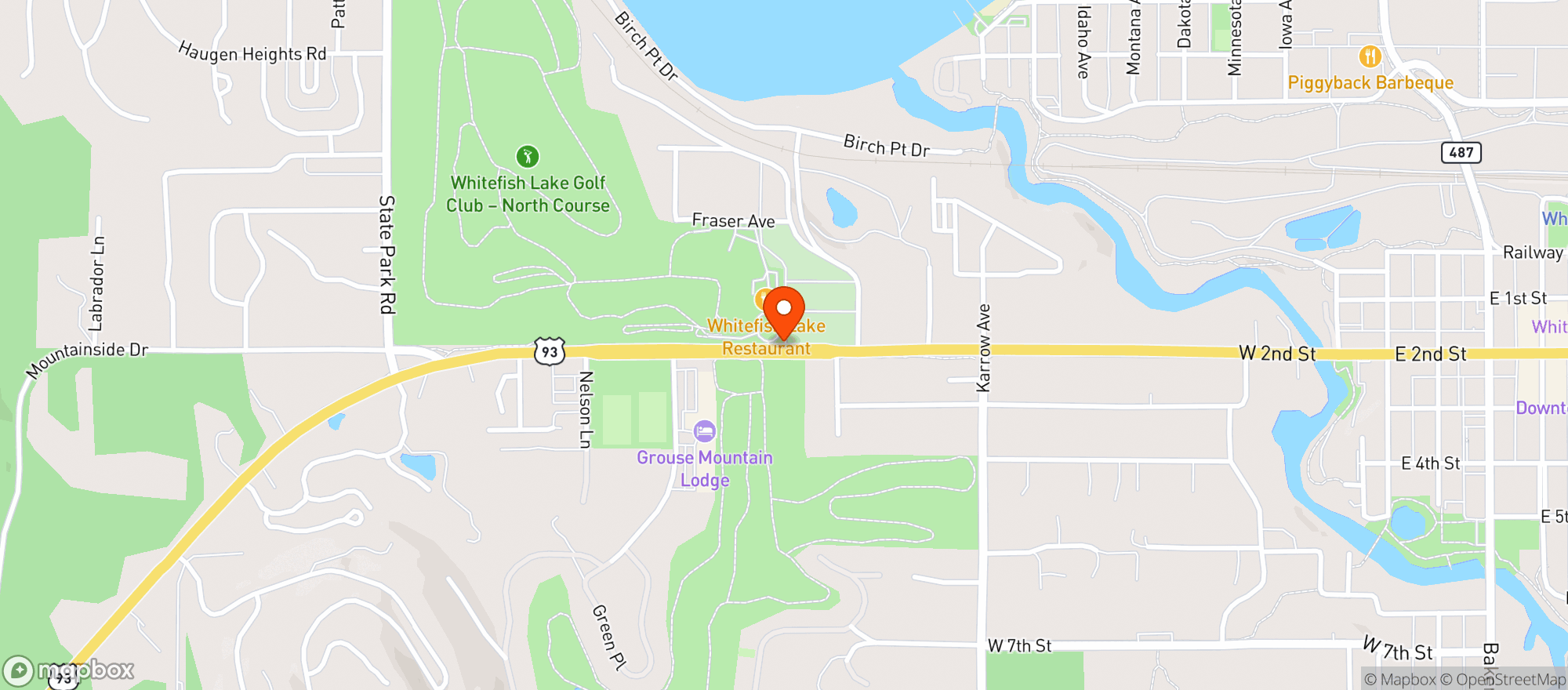 Map showing Whitefish Lake Golf Club