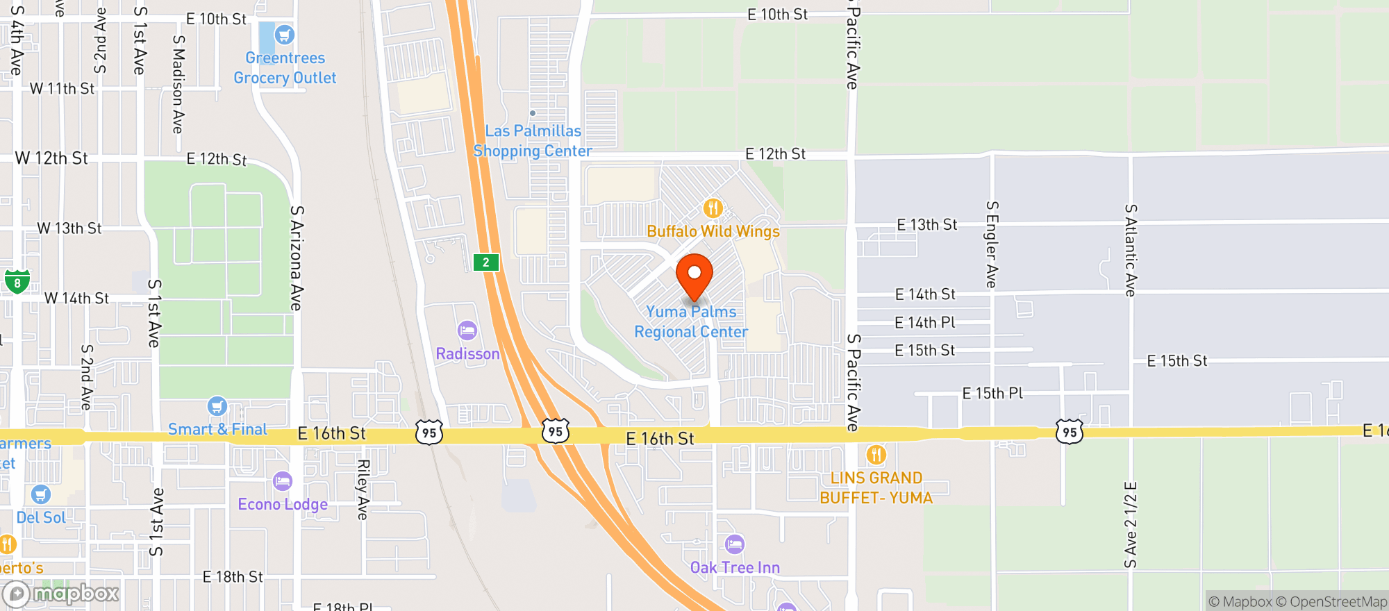 Map showing Vitamin Shoppe - Yuma