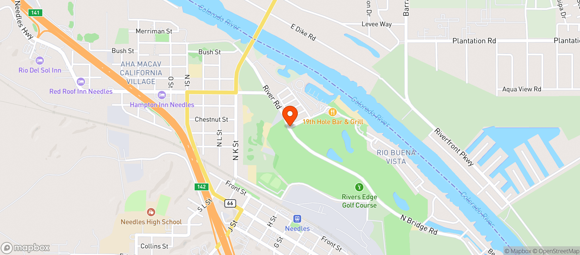 Map showing Rivers Edge Golf