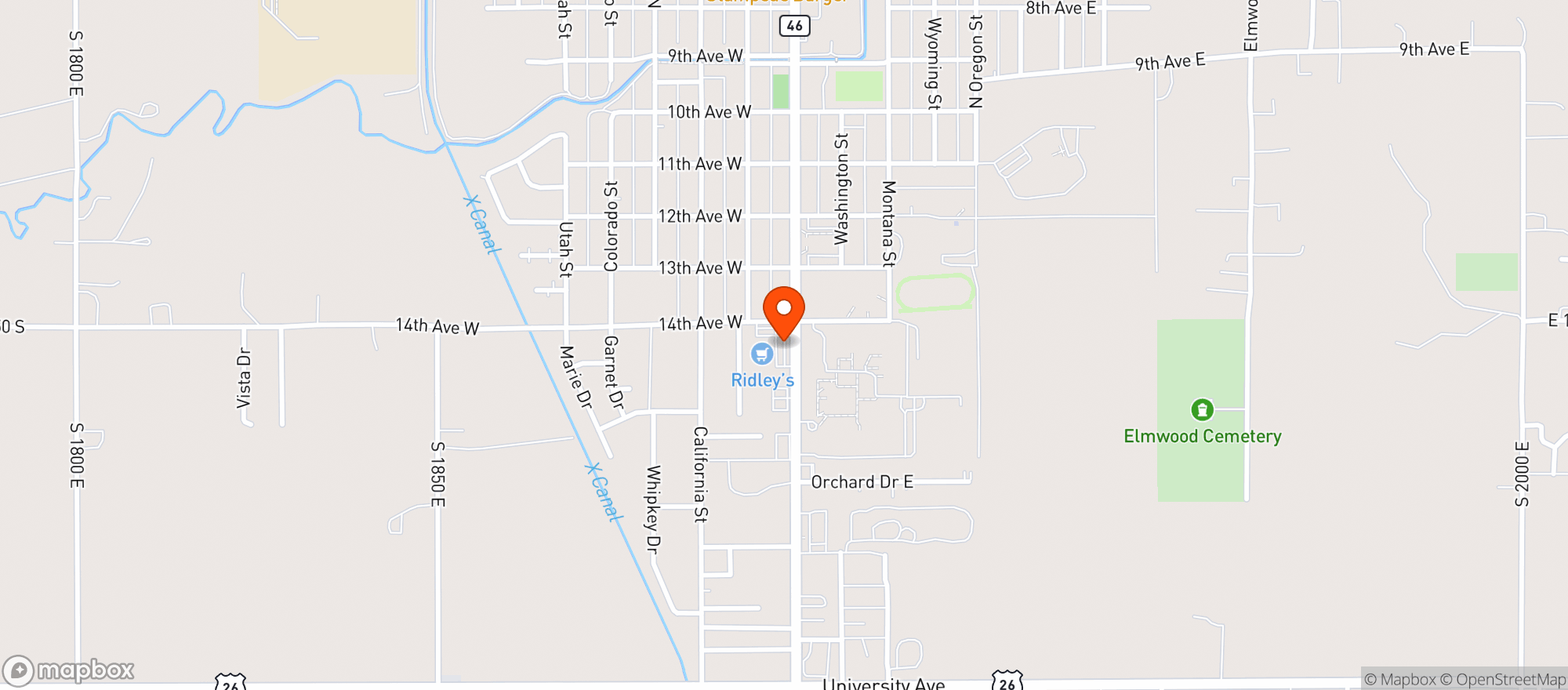 Map showing Ridleys Family Markets (Gooding) - 00100014867