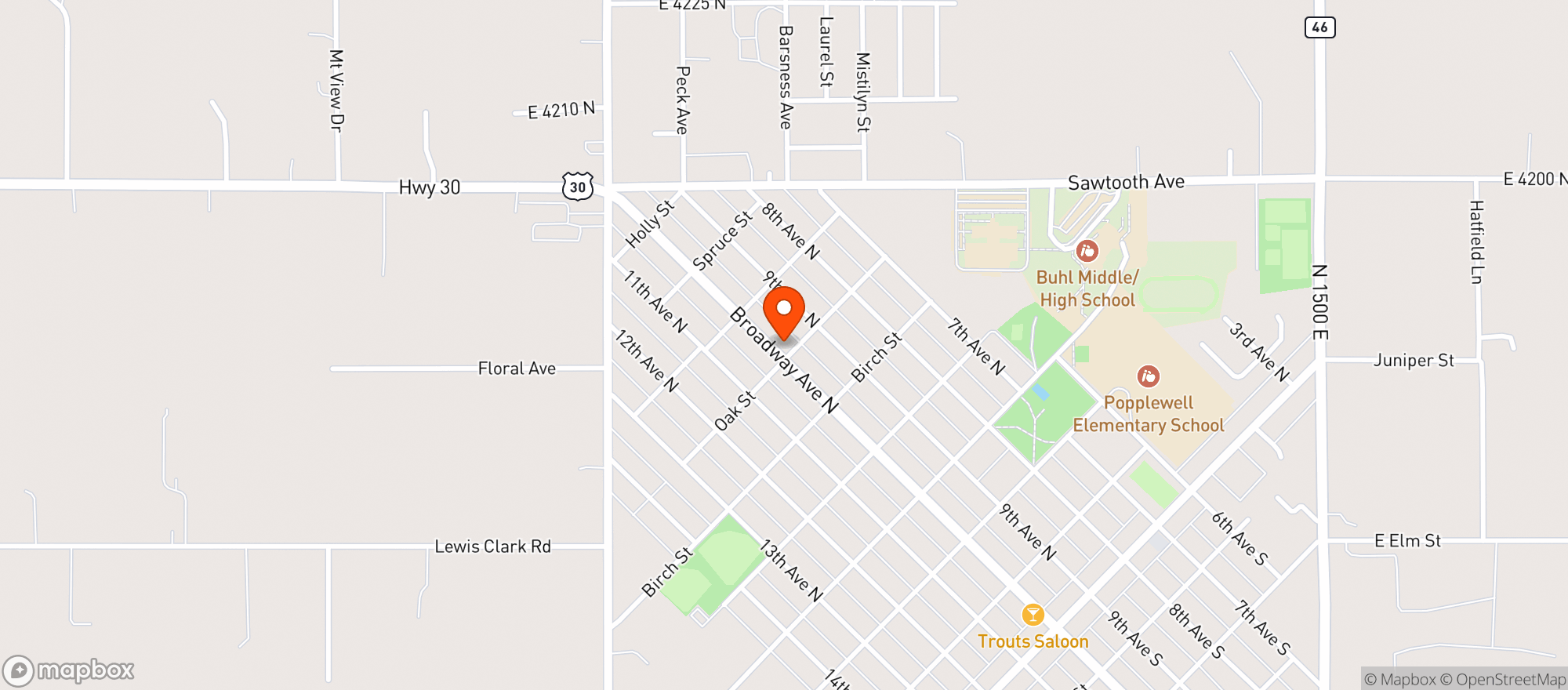 Map showing Ridleys Family Markets (Buhl) - 00100014862