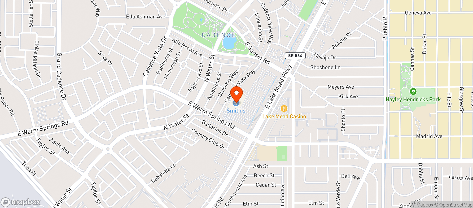 Map showing Smiths Food & Drug (706) - 00331 - Cadence Marketplace