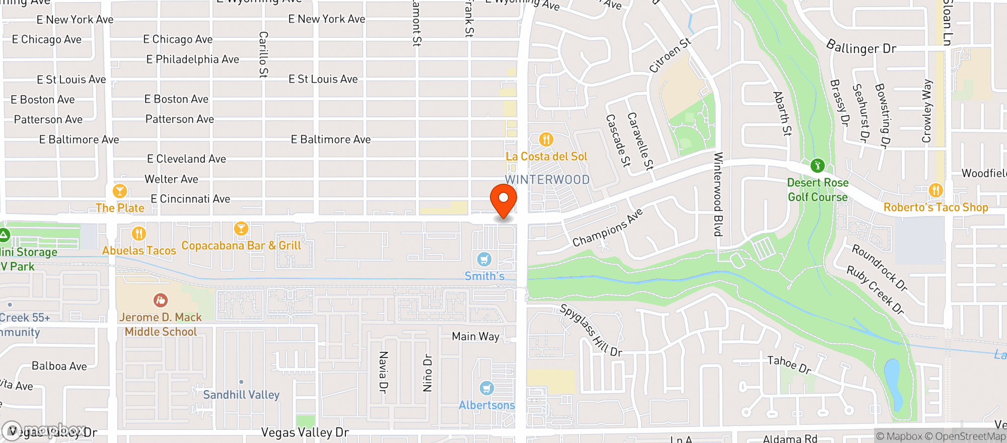 Map showing Smiths Food & Drug (706) - 00318 - S Nellis Blvd And E Sahara Ave