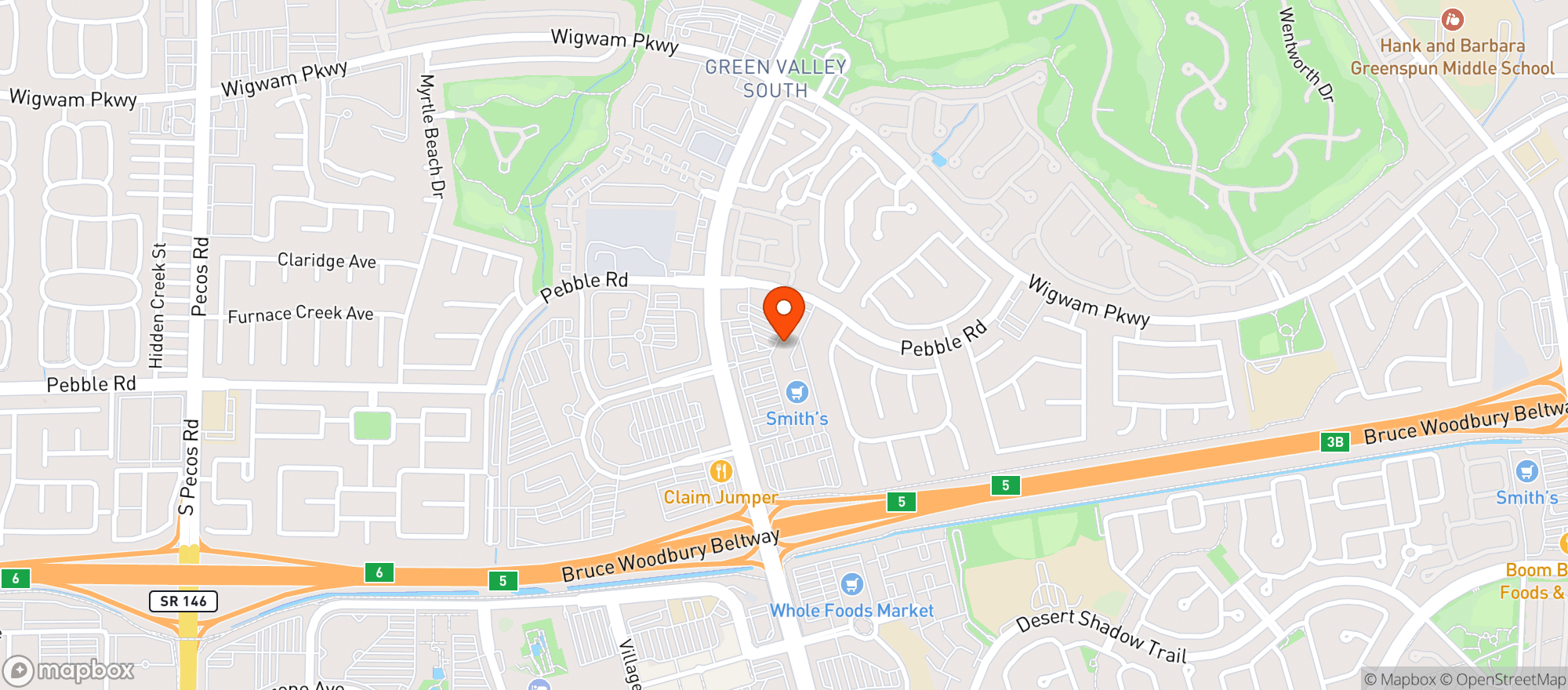 Map showing Smiths Food & Drug (706) - 00348 - Green Valley Pebble Marketplace