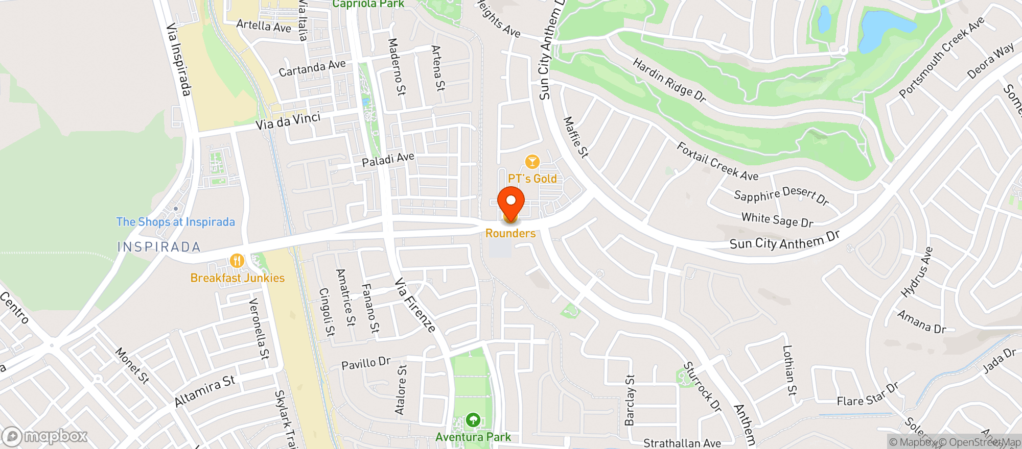Map showing Rounders Grilling & Gaming
