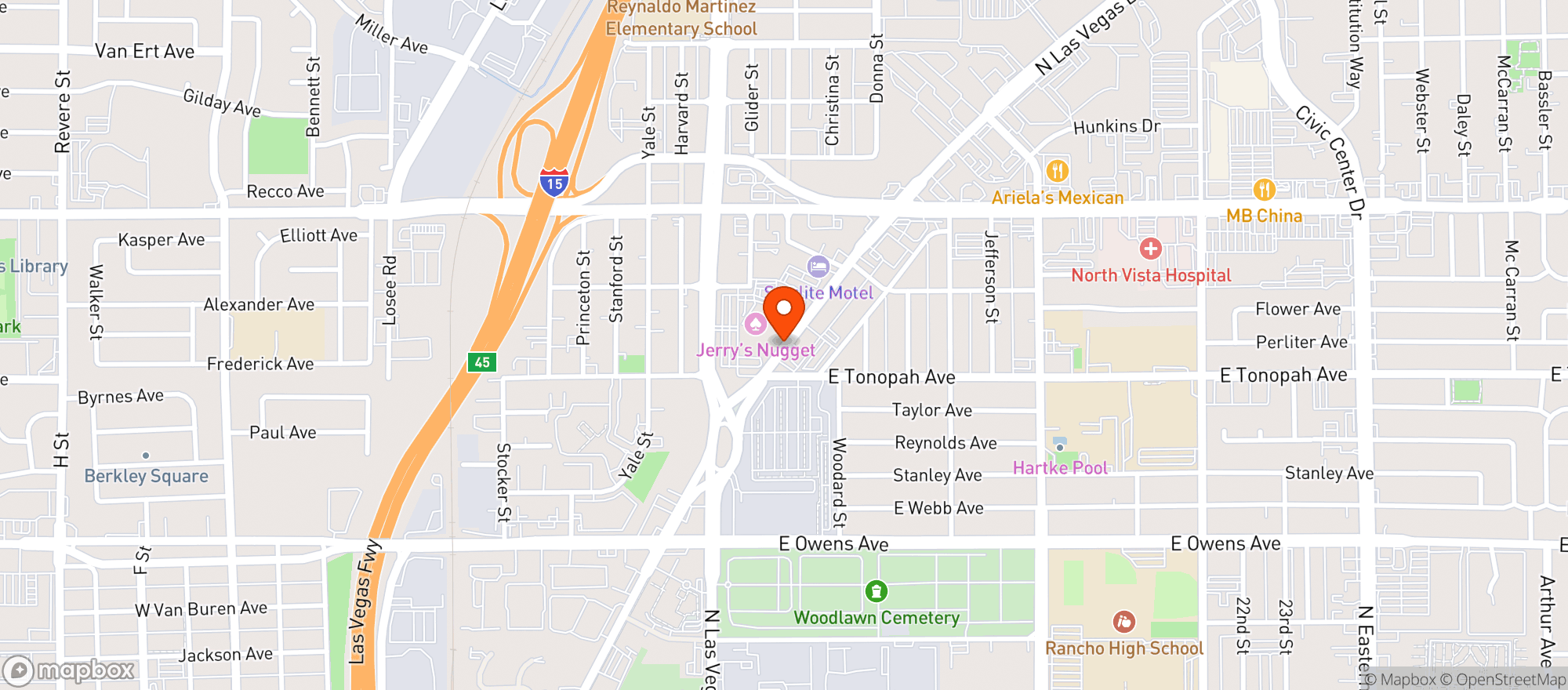 Map showing Jerrys Nugget