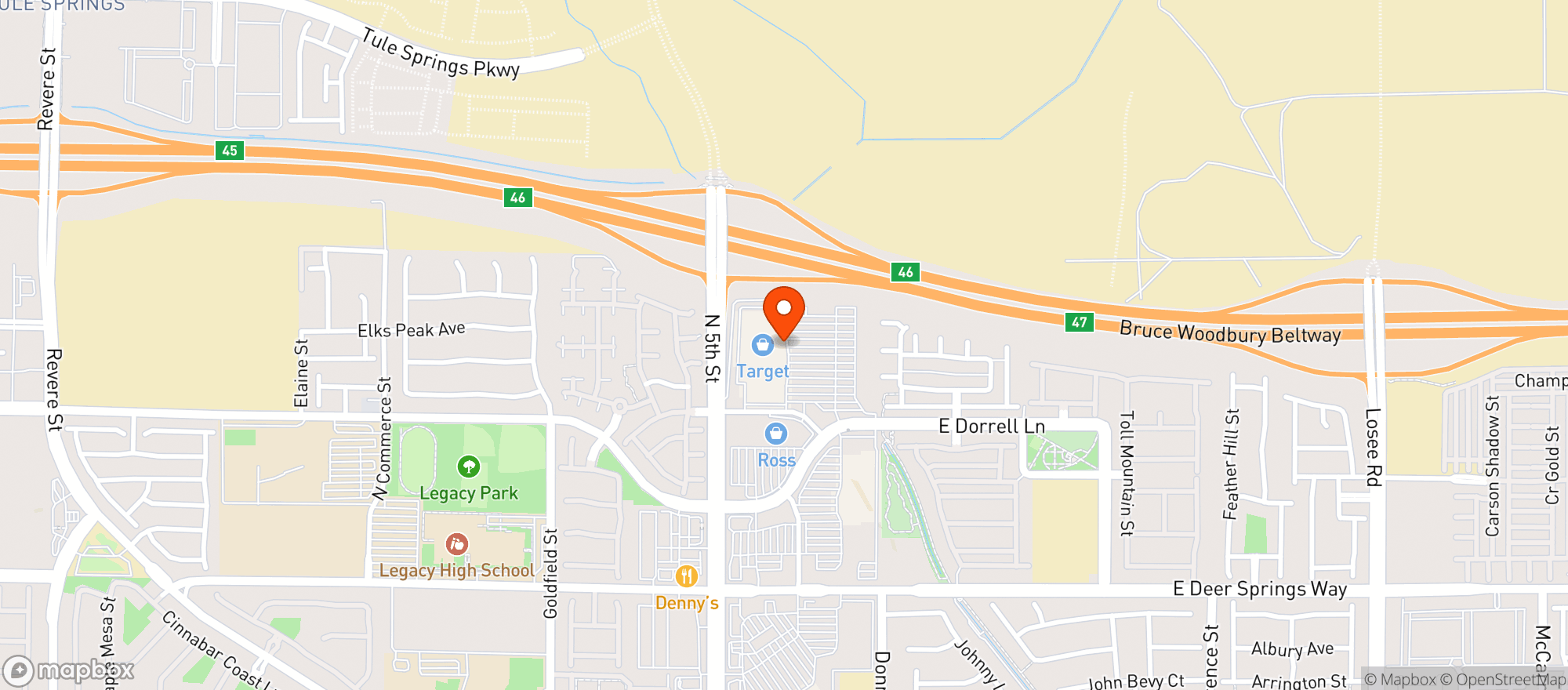 Map showing Target - N Las Vegas Deer SP