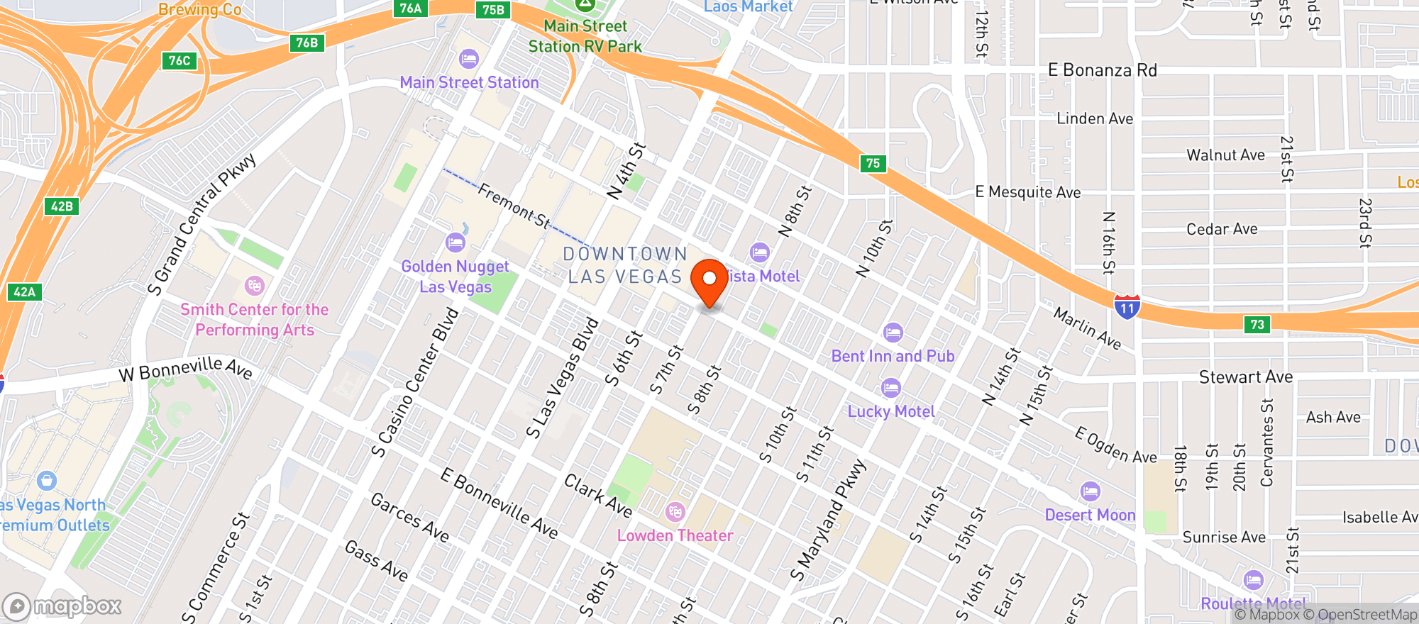 Map showing Downtown Container Park