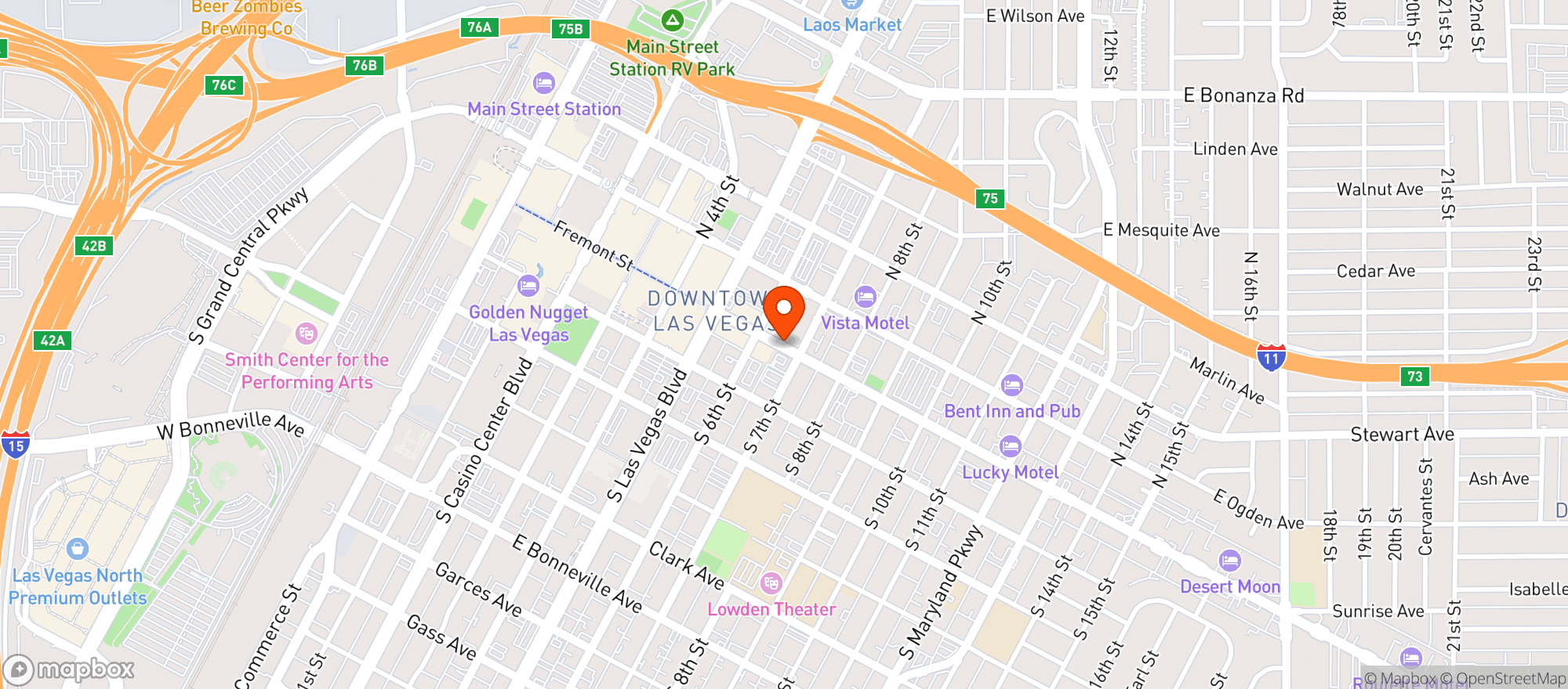 Map showing El Cortez Hotel & Casino