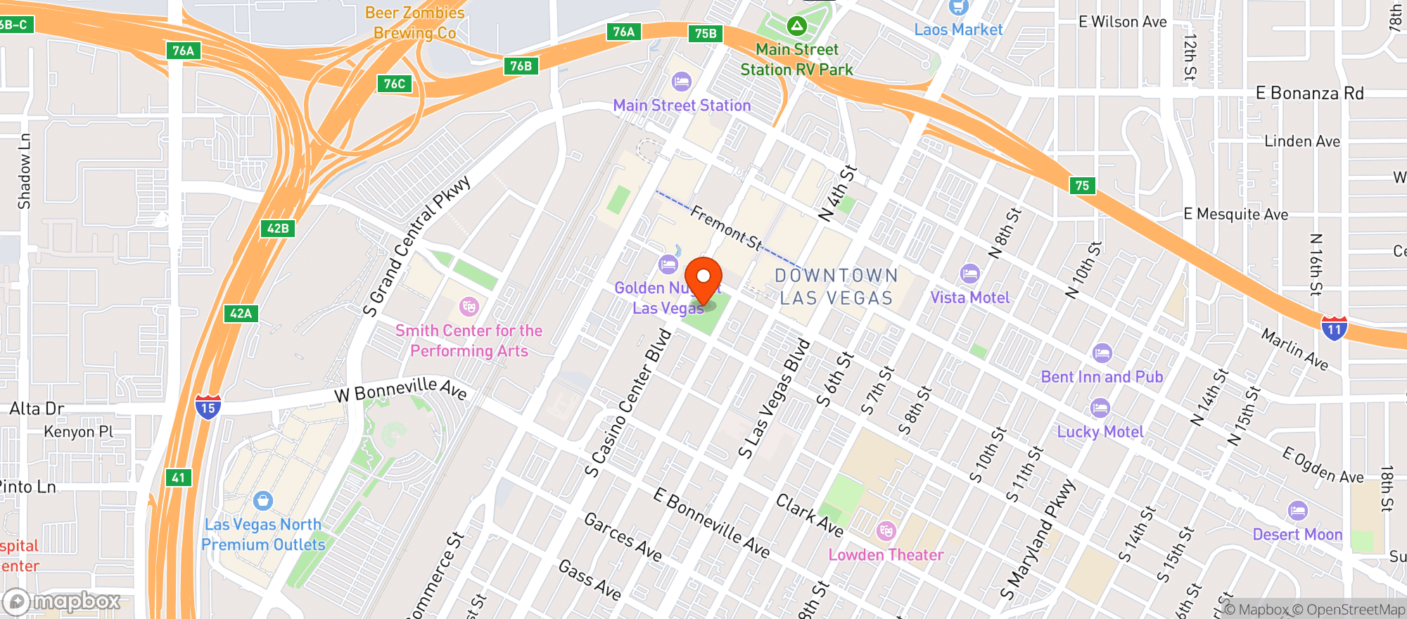 Map showing Downtown Las Vegas Events Center - Dlvec