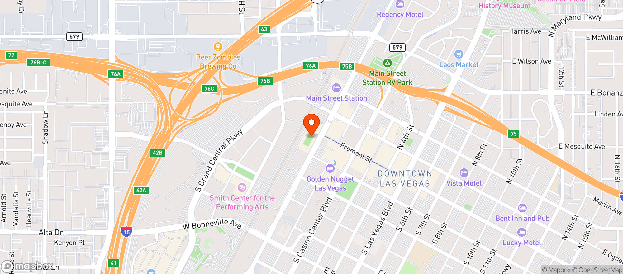 Map showing Plaza Hotel & Casino