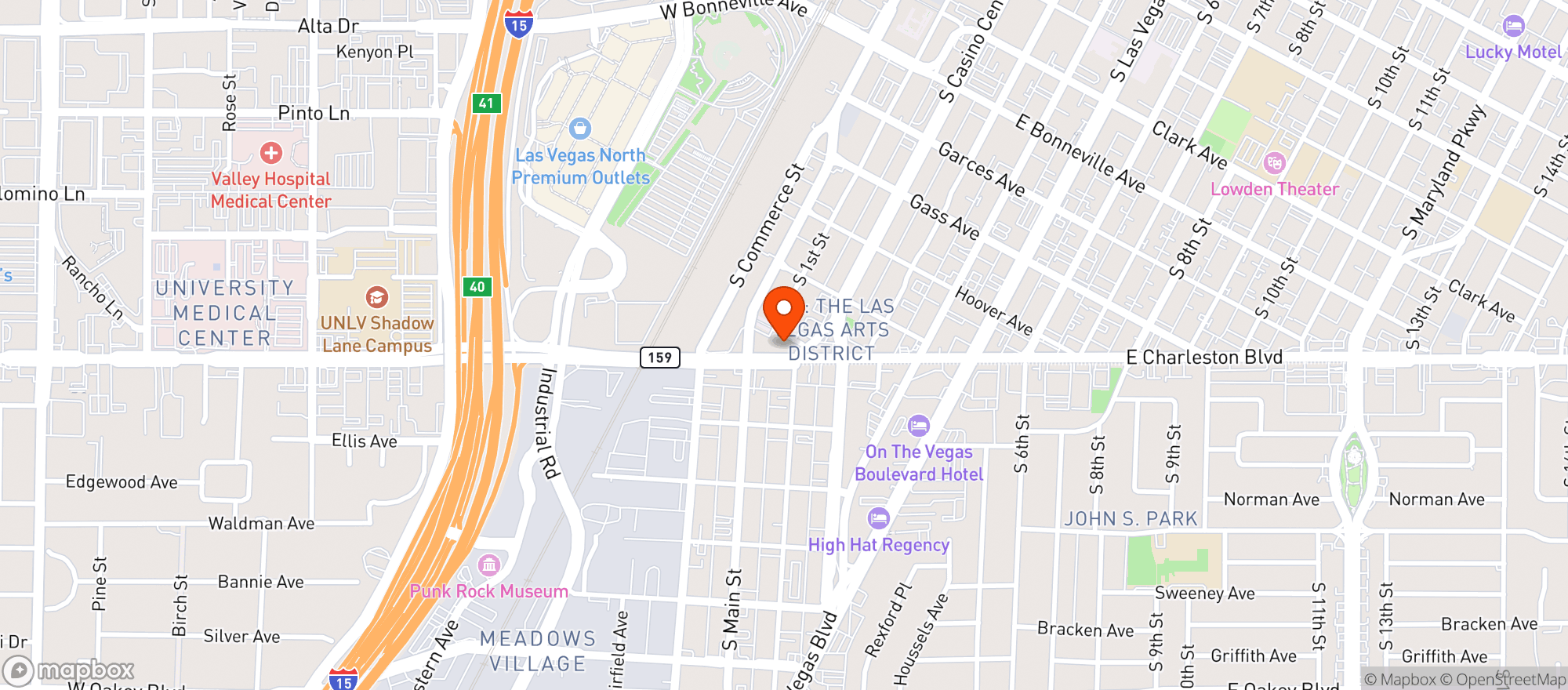 Map showing Sin City Saints