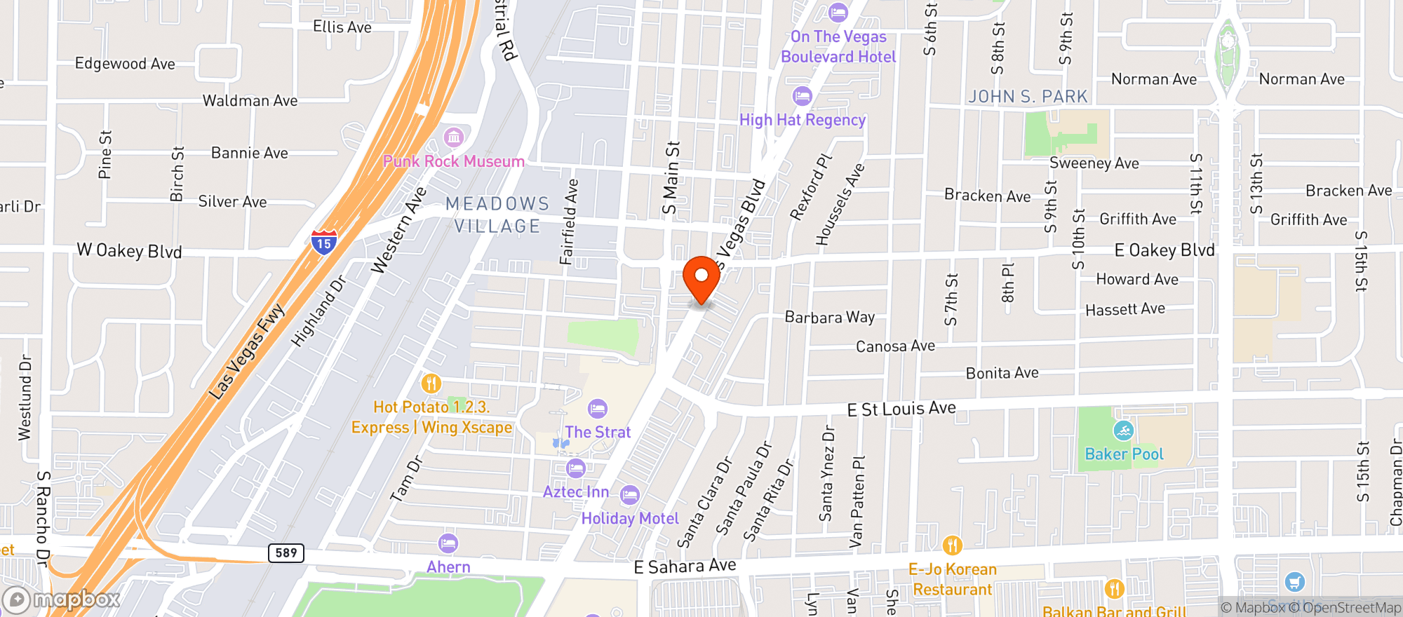 Map showing Curaleaf Las Vegas Blvd