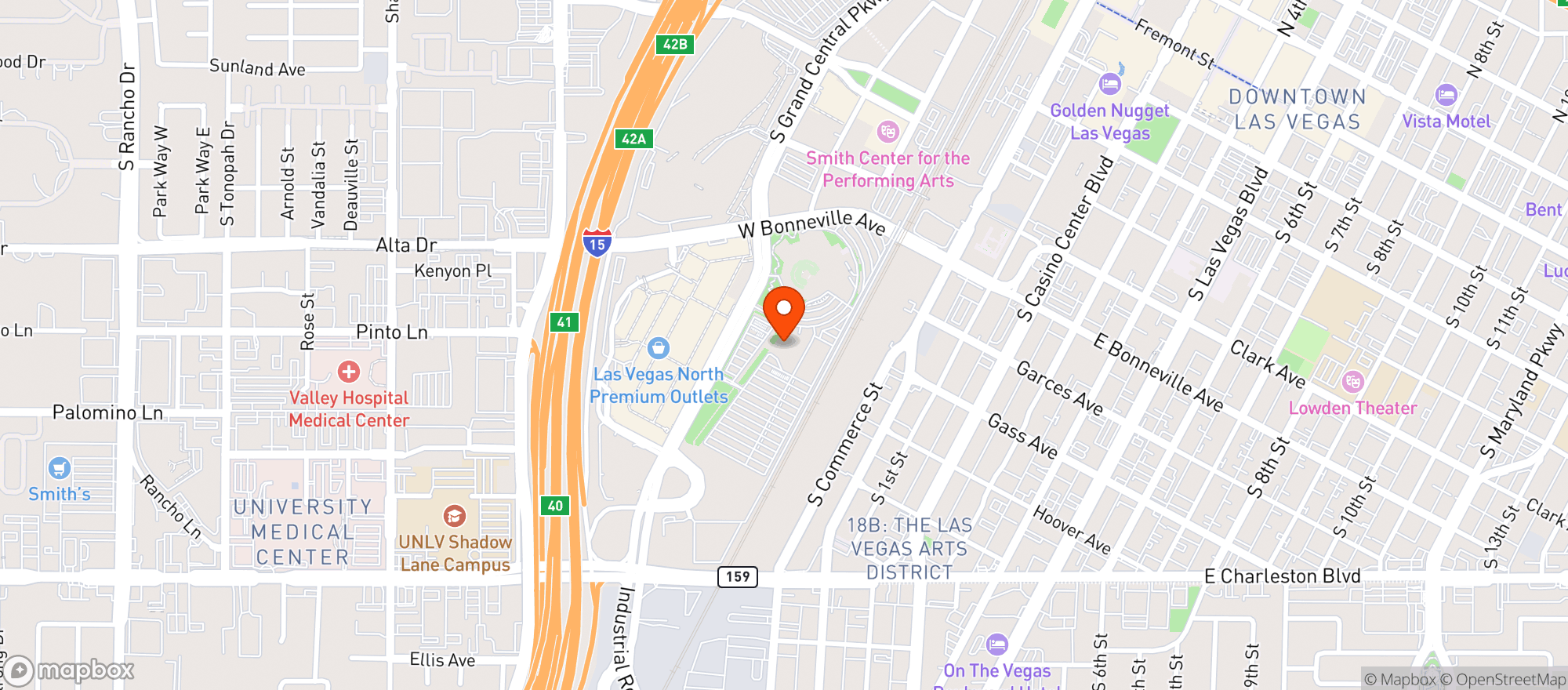 Map showing Las Vegas Brewing Company