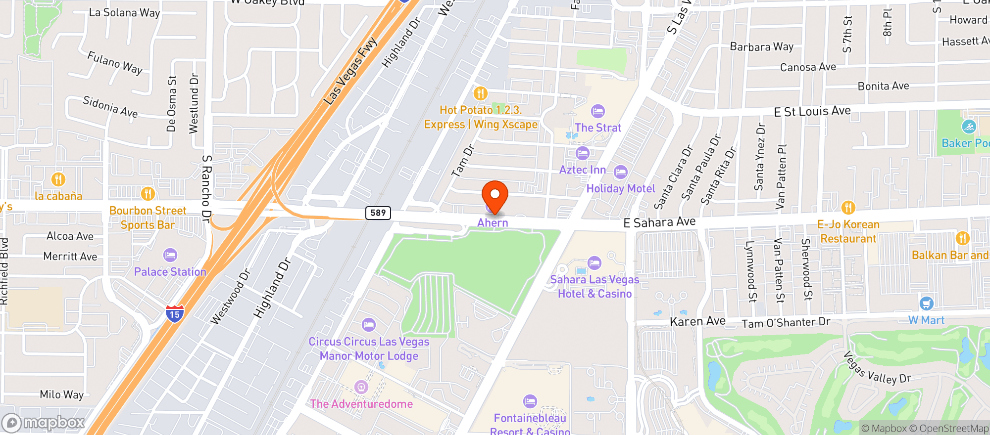 Map showing Ahern Hotel