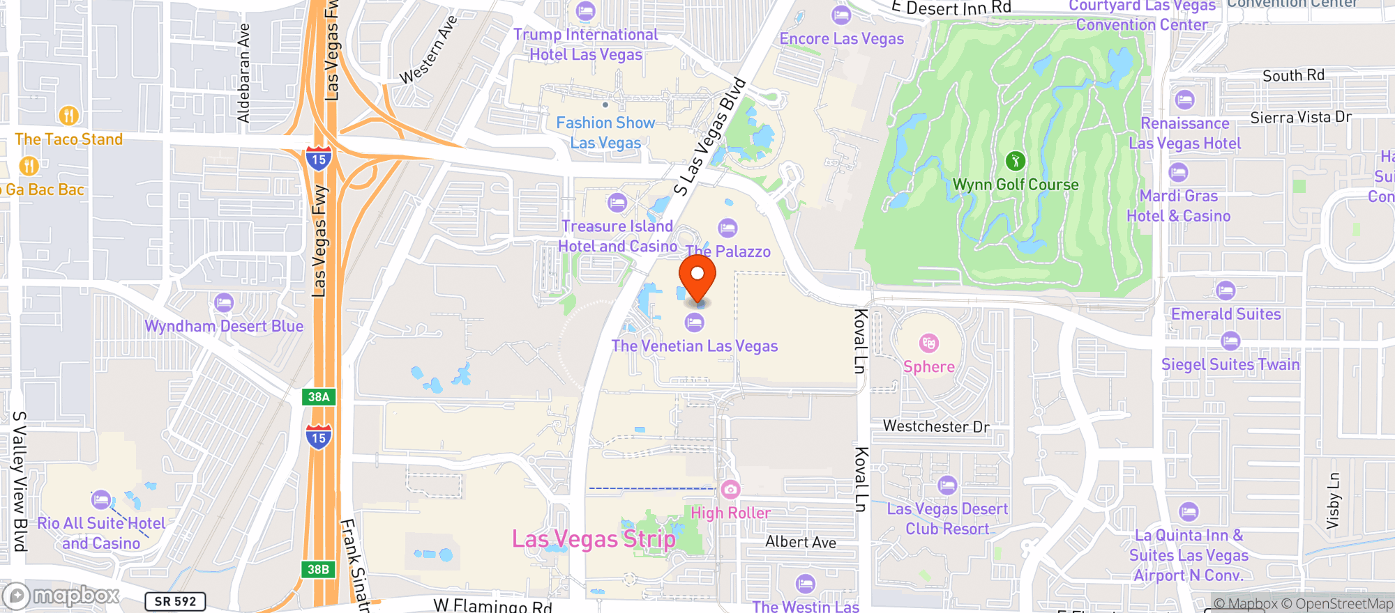 Map showing Venetian Hotel & Casino