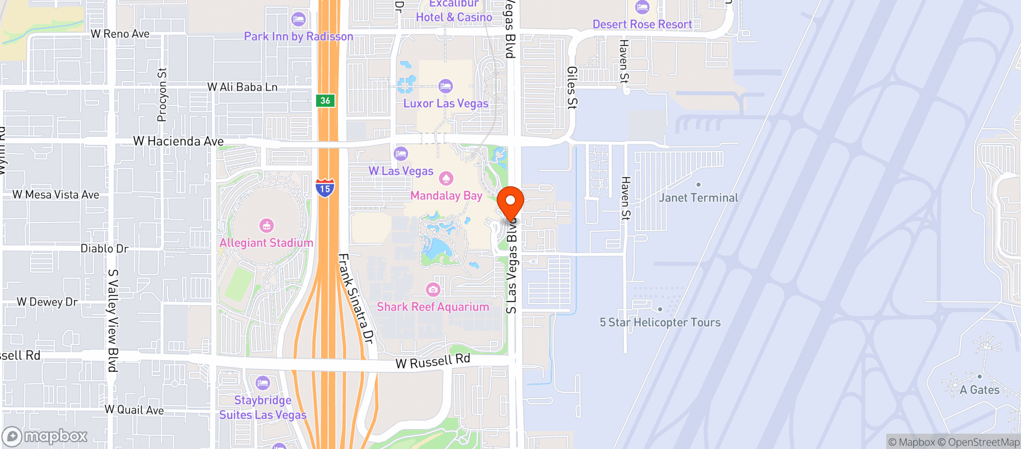 Map showing Mandalay Bay