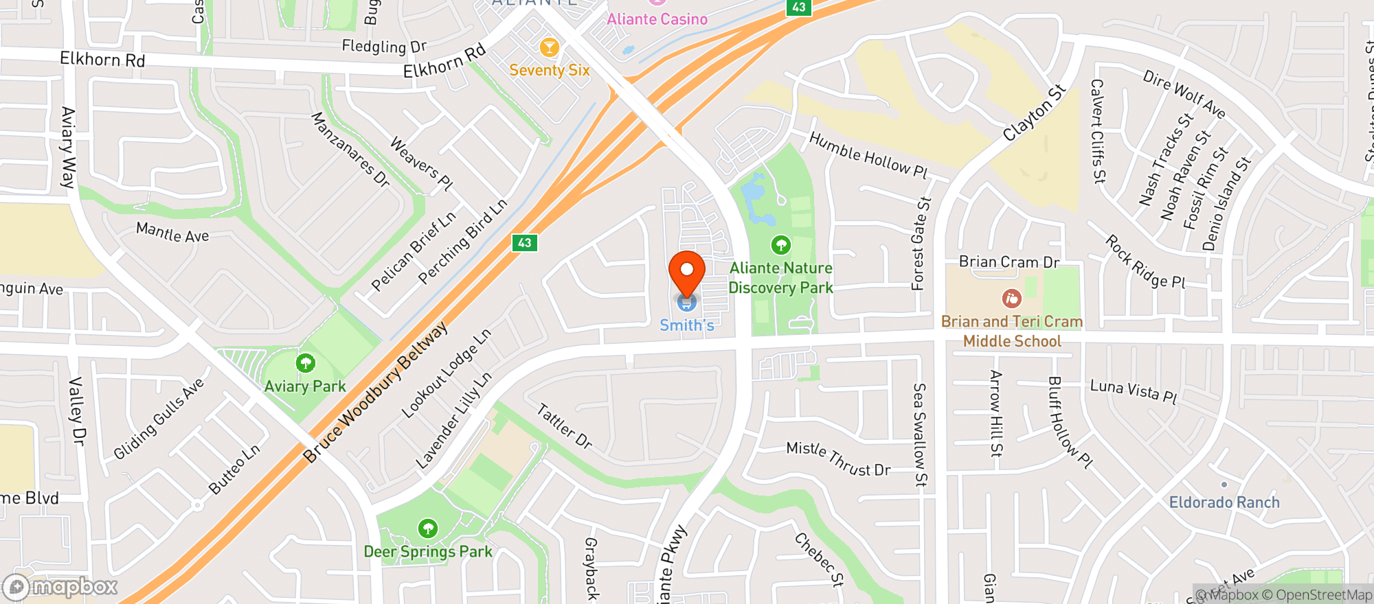 Map showing Smiths Food & Drug (706) - 00338 - Aliante N Las Vegas
