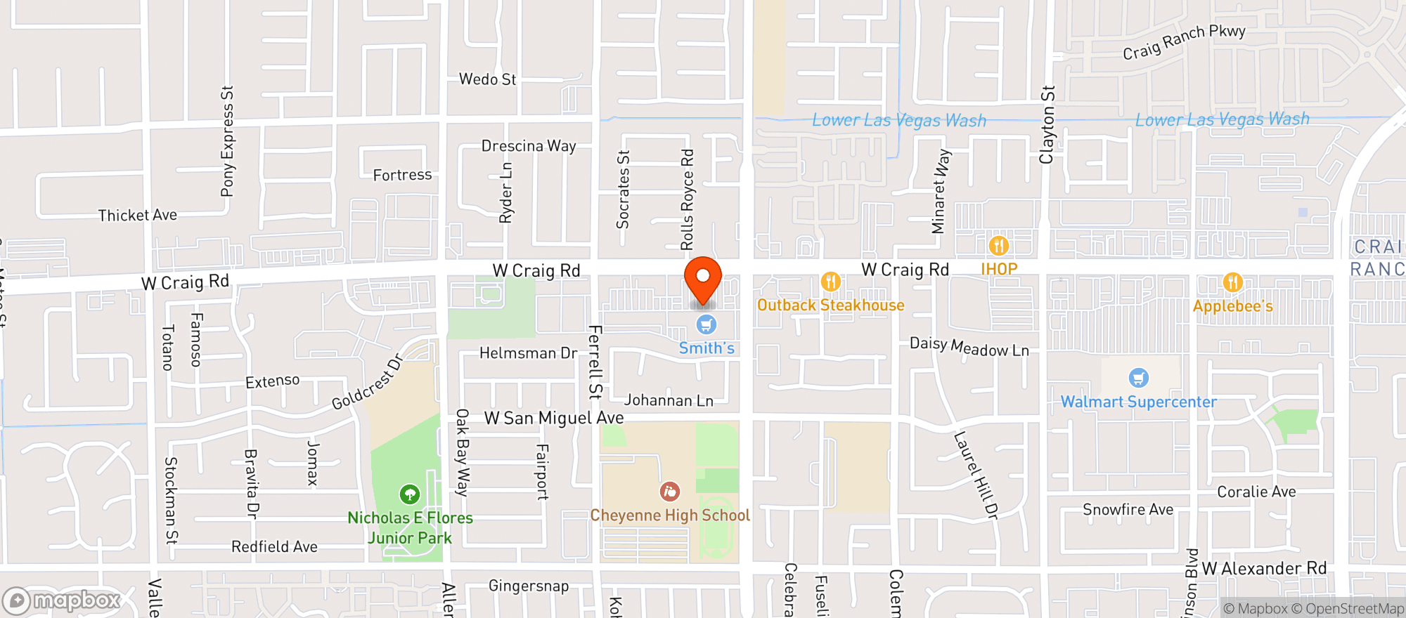 Map showing Smiths Food & Drug (706) - 00301 - W Craig Rd And Simmons St