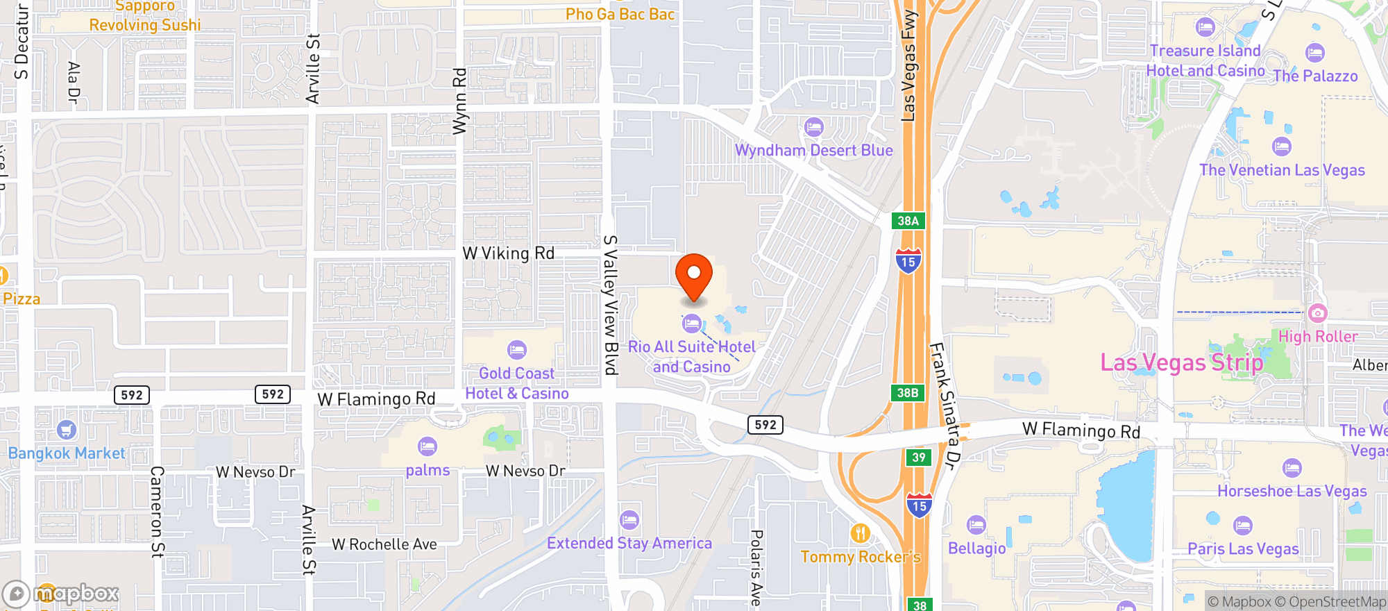 Map showing RIO SUITE HOTEL & CASINO