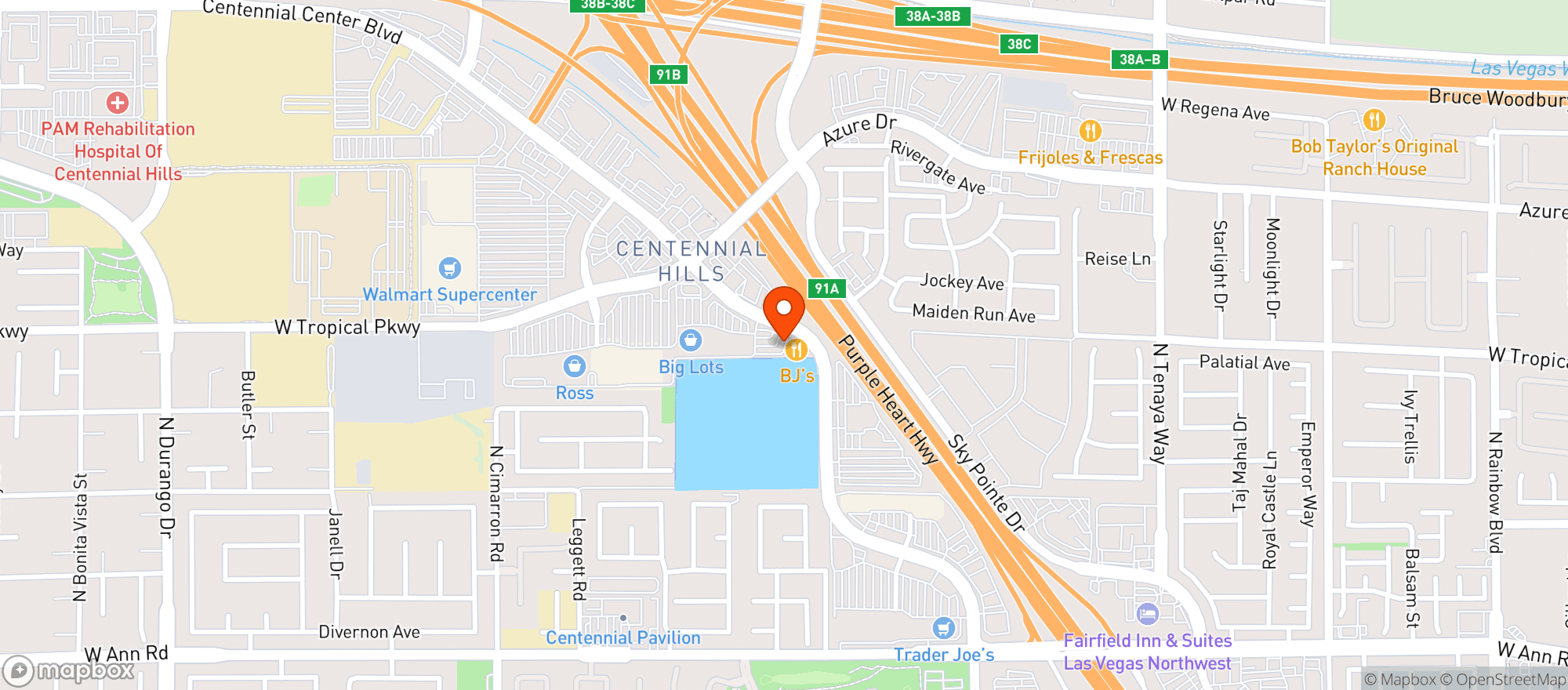 Map showing Bjs Restaurant & Brewhouse
