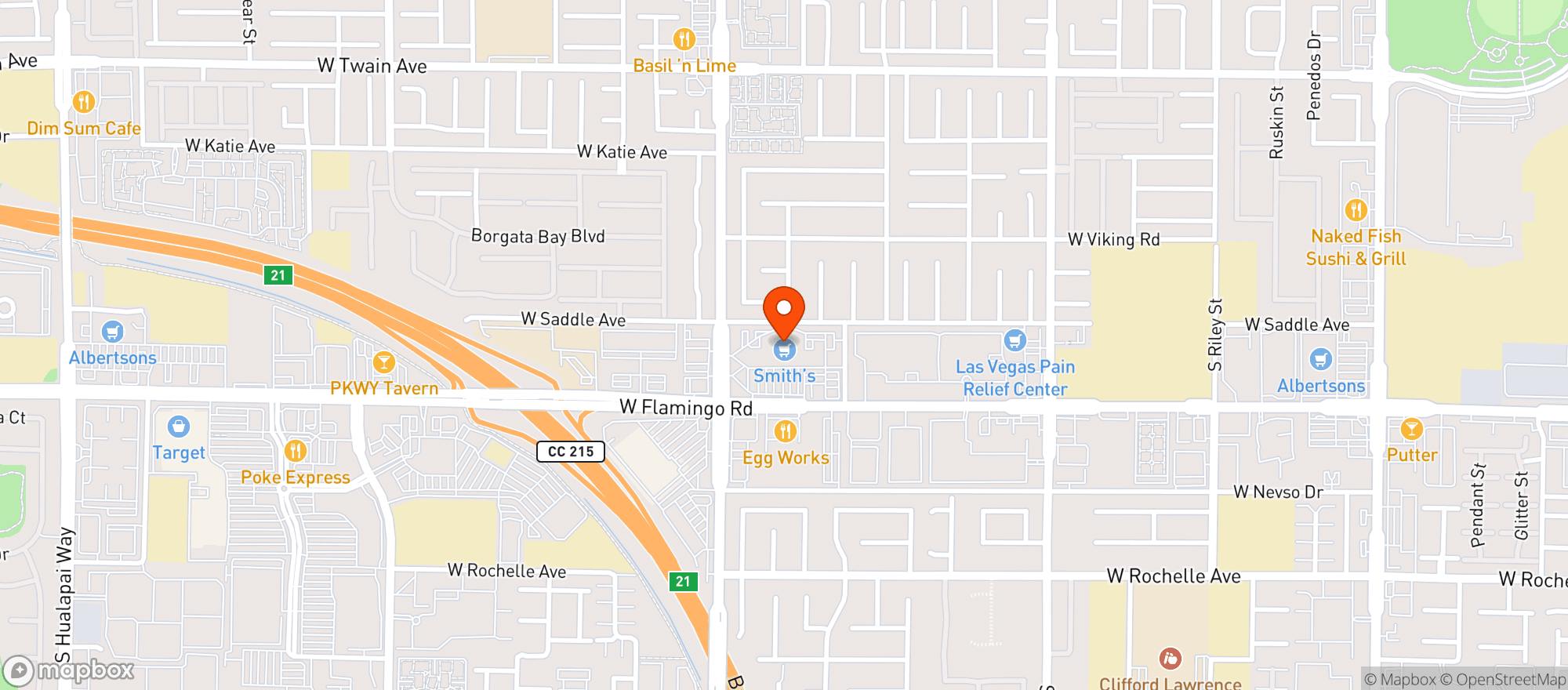 Map showing Smiths Food & Drug (706) - 00396 - Flamingo Rd Las Vegas