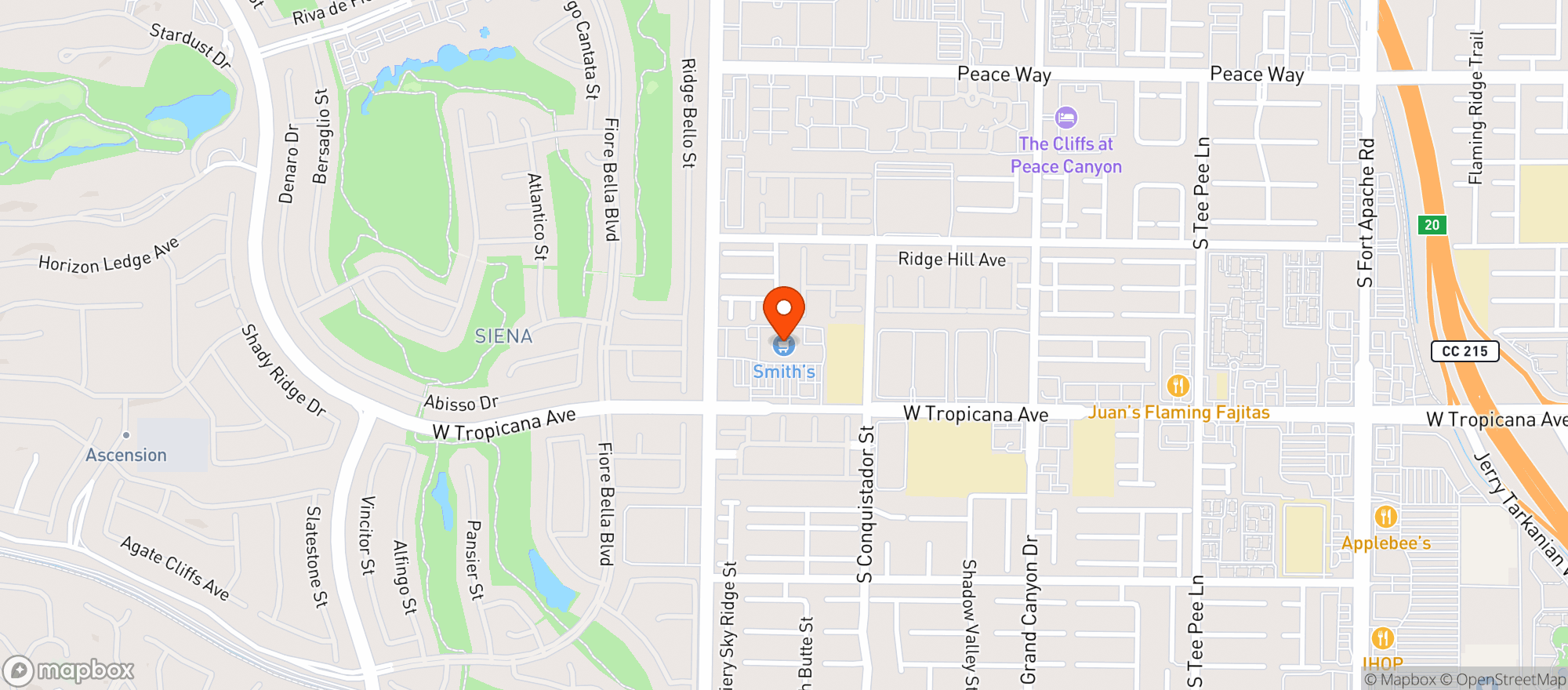 Map showing Smiths Food & Drug (706) - 00349 - Siena Town Center