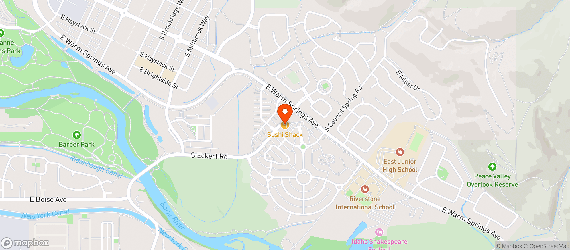 Map showing Sushi Shack