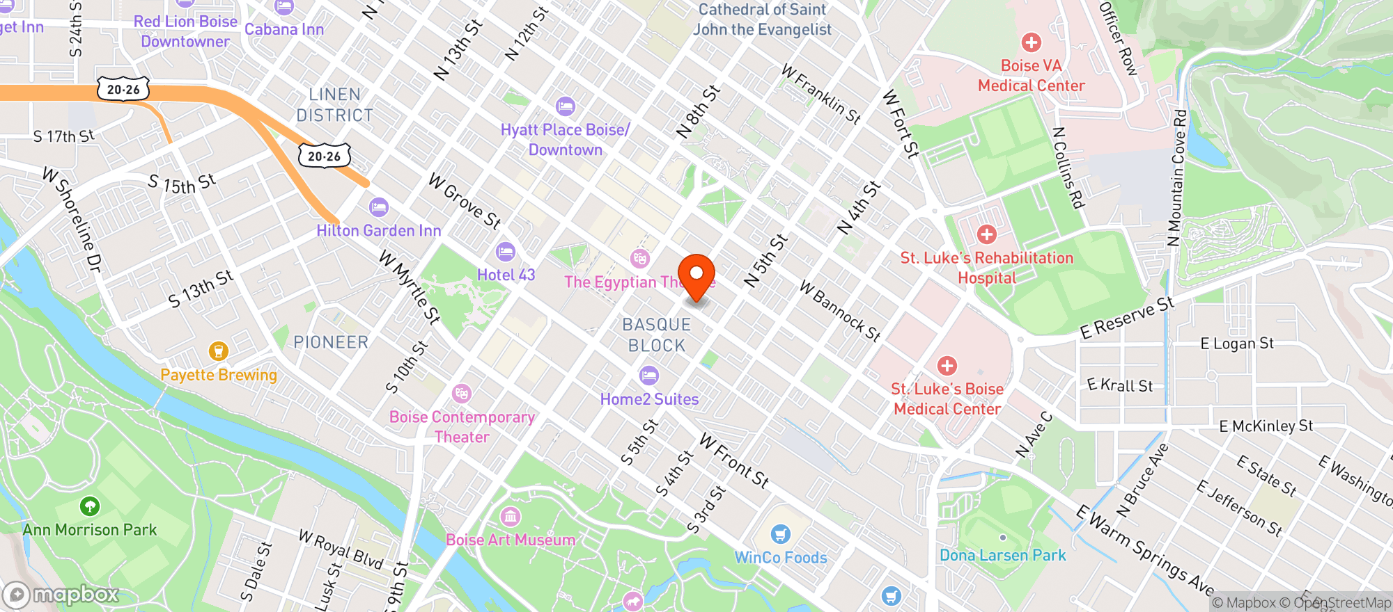 Map showing Wiseguy Pizza