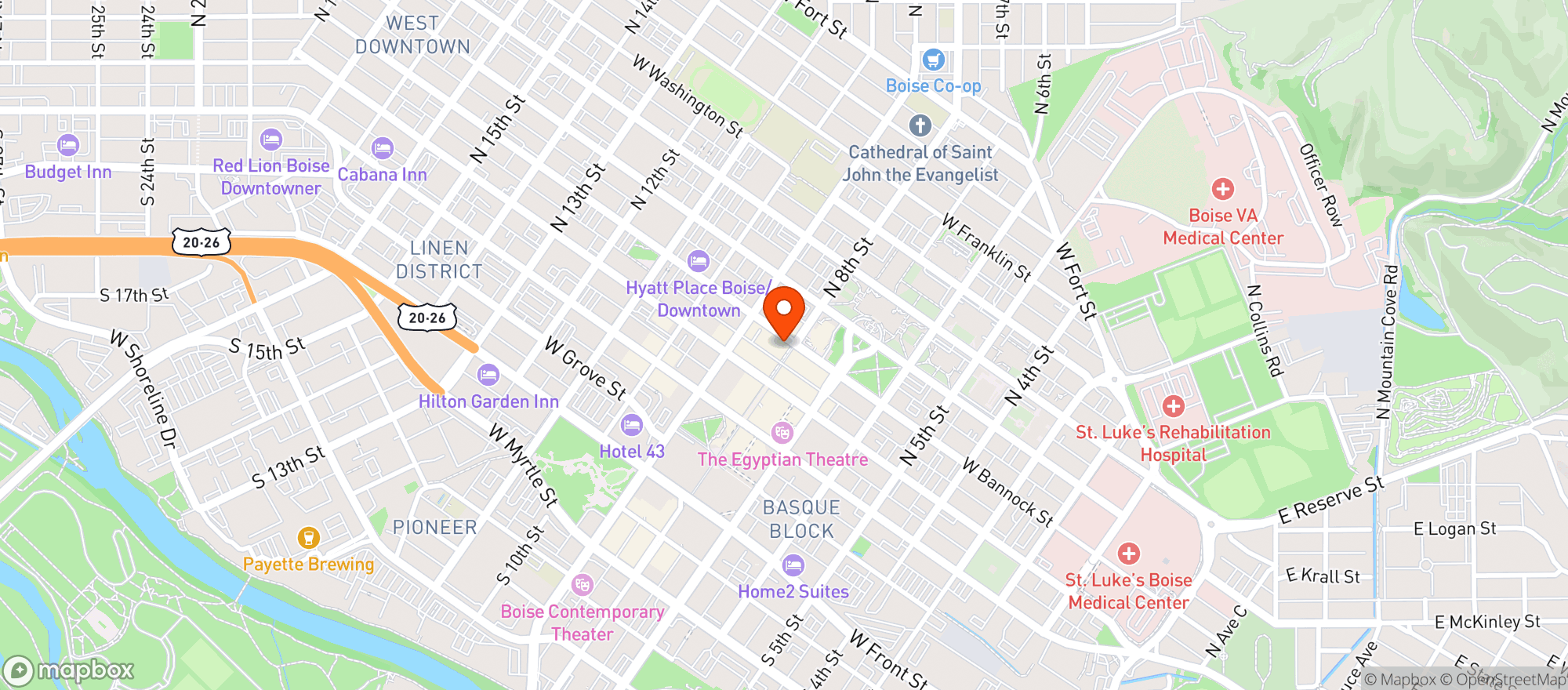 Map showing The Funky Taco