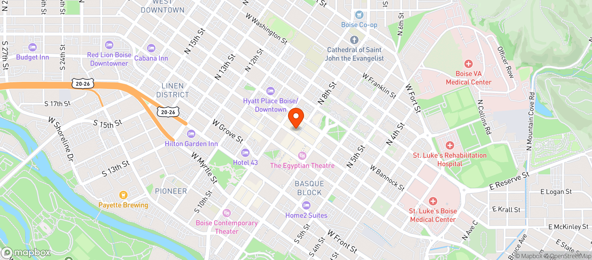 Map showing Eureka Burger