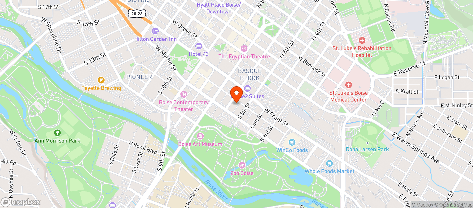 Map showing Boise Brewing
