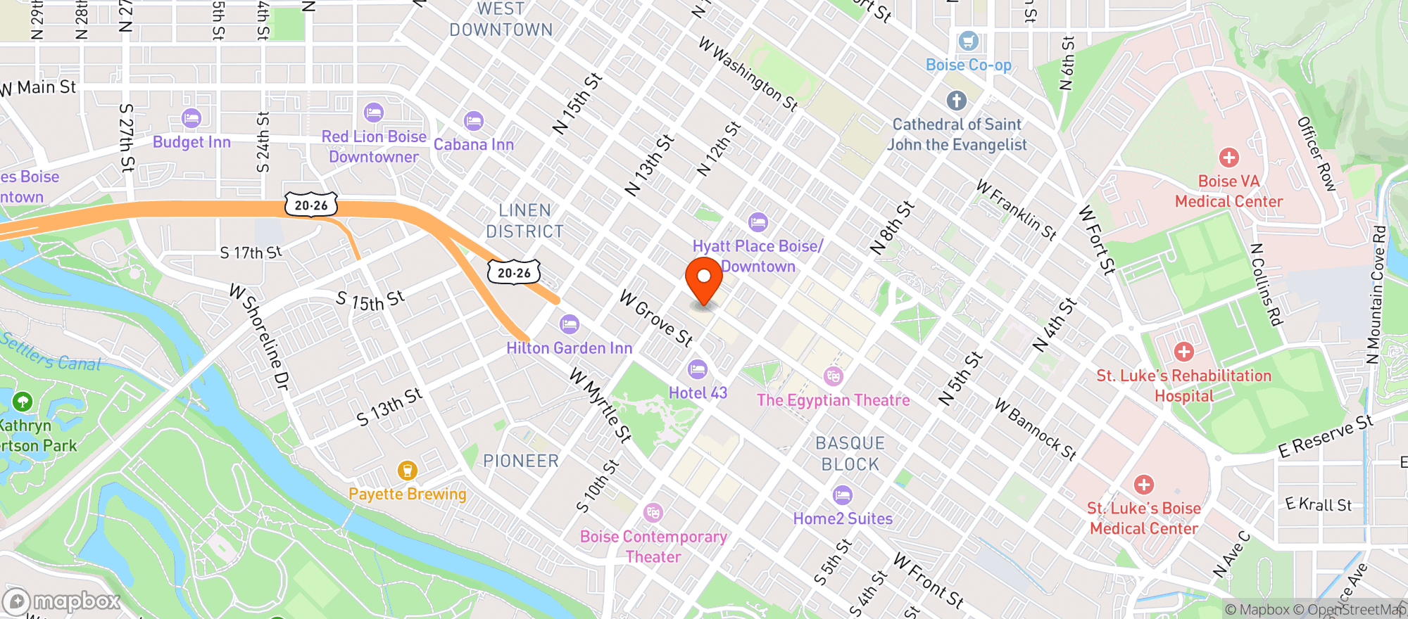 Map showing Bodega Boise
