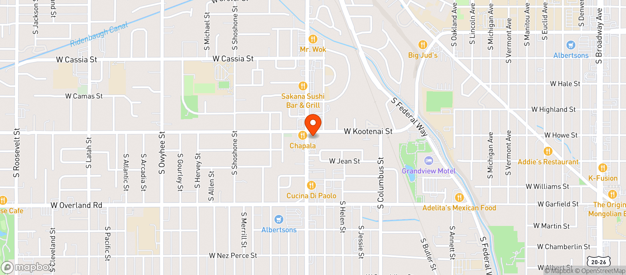 Map showing Red Bench Pizza
