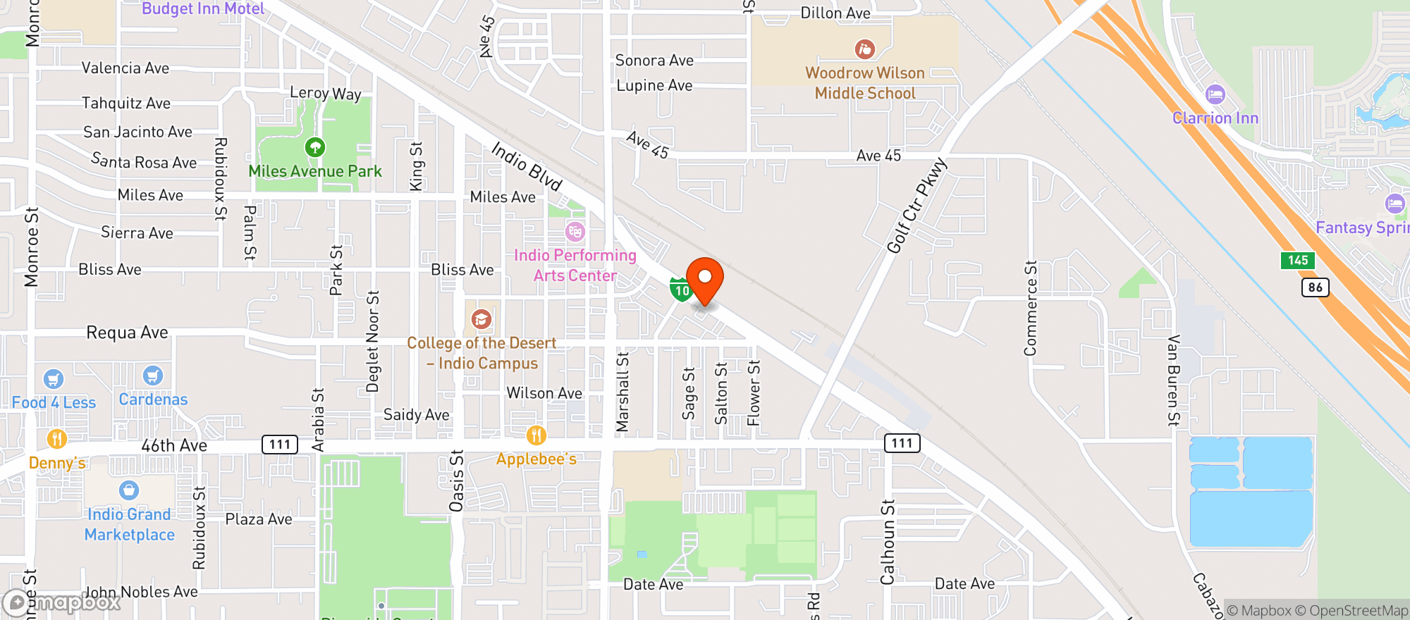 Map showing El Tapatio Restaurant