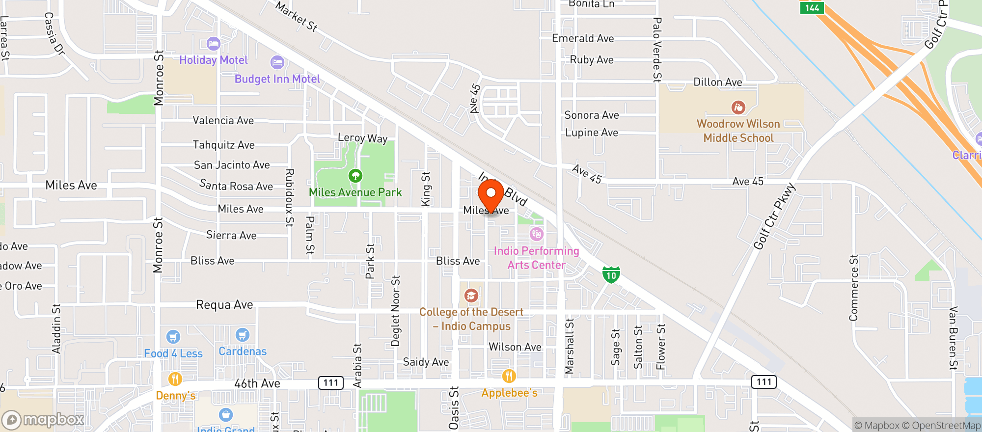 Map showing Indio Taphouse