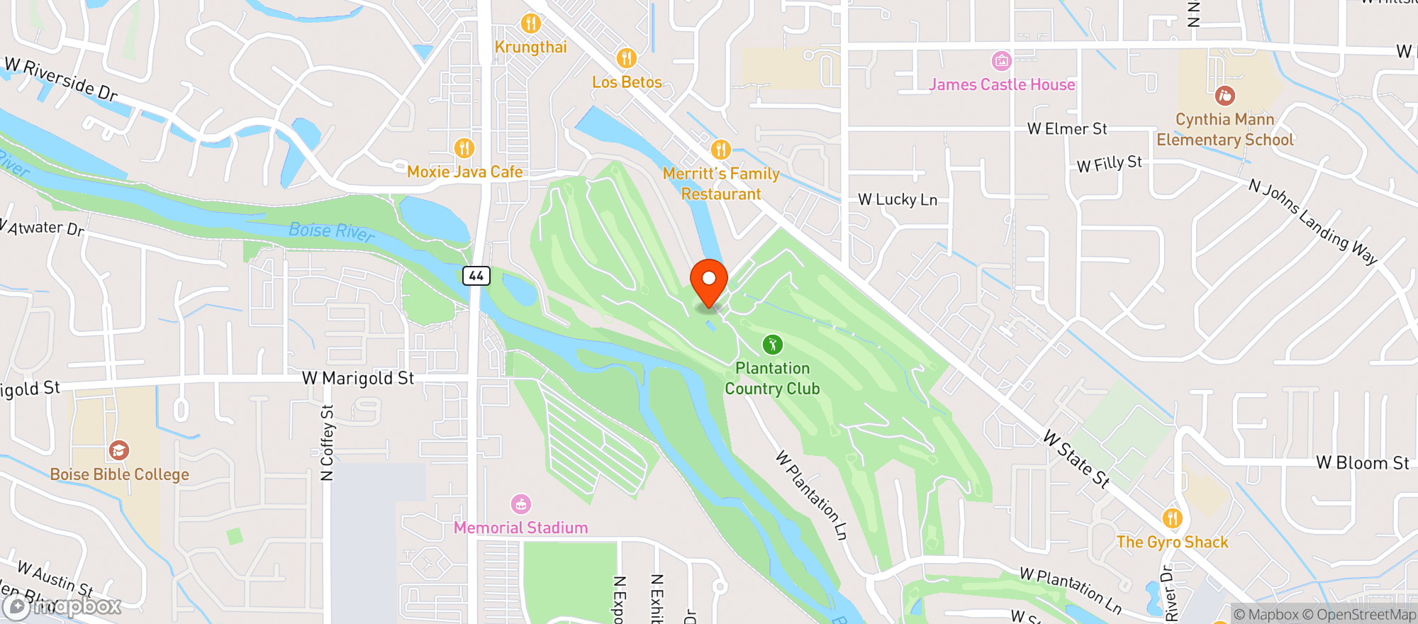 Map showing The River Club