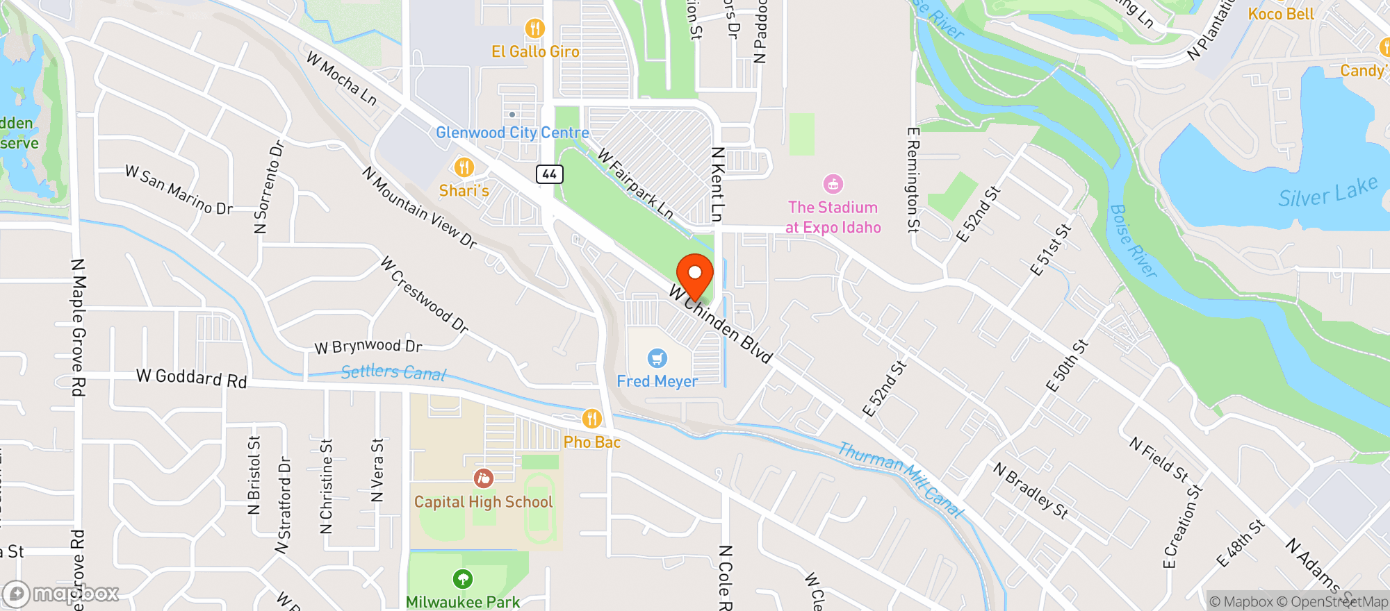 Map showing Fred Meyer