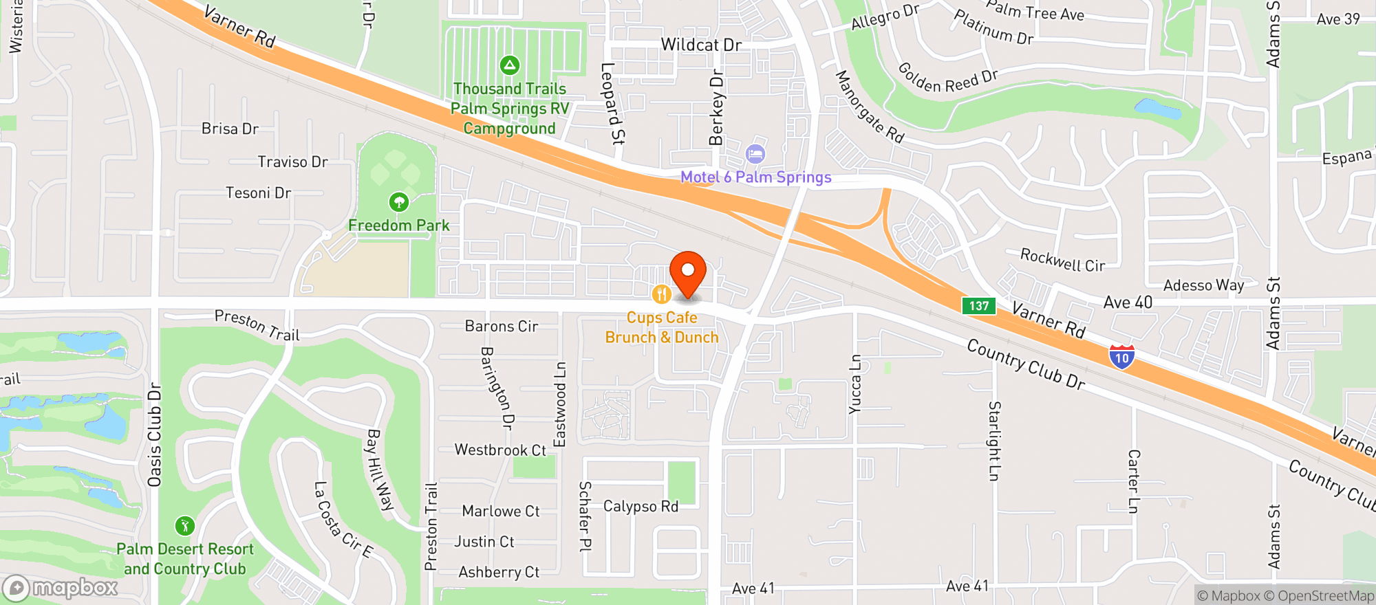 Map showing March and Ash Palm Desert
