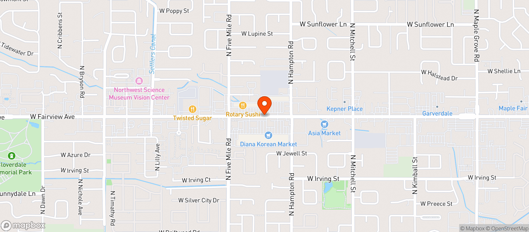 Map showing Casa Mexico Restaurant