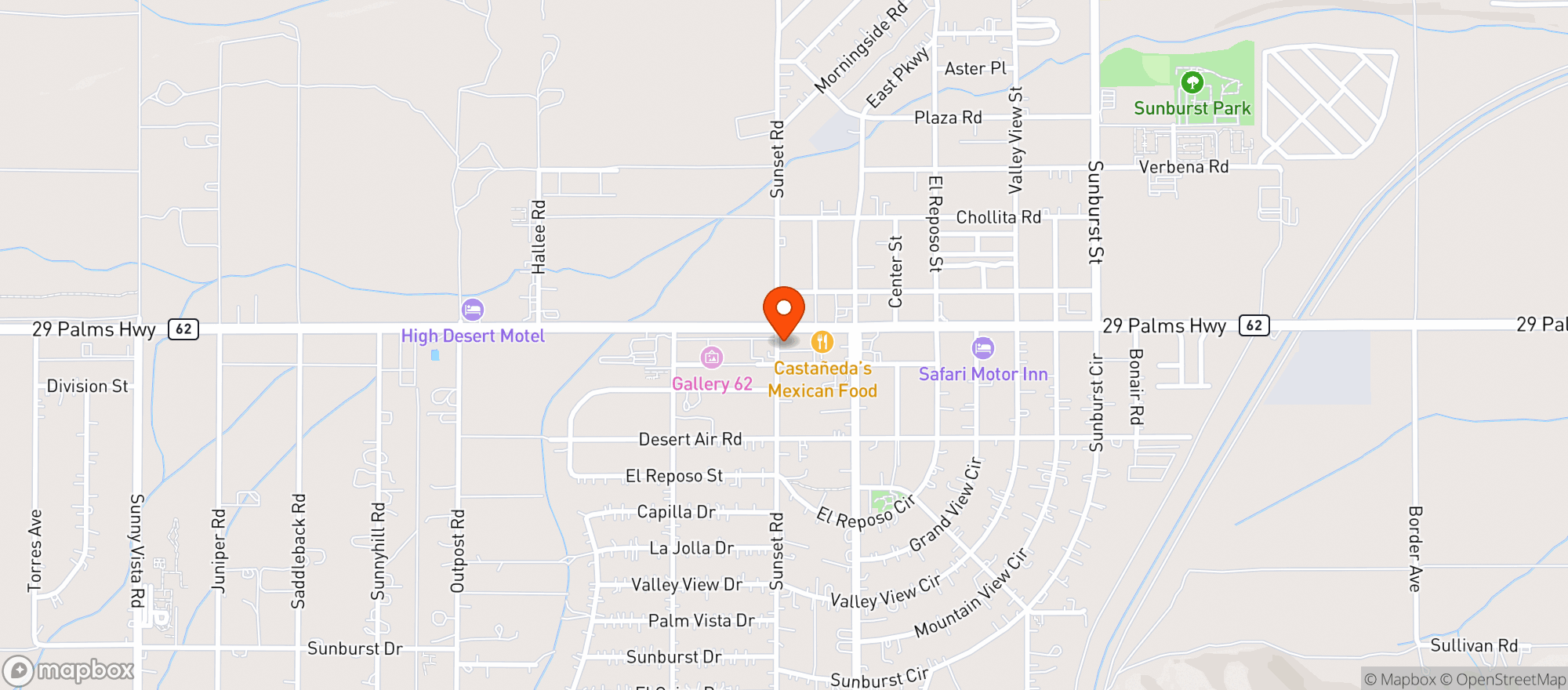 Map showing Joshua Tree Bottle Shop