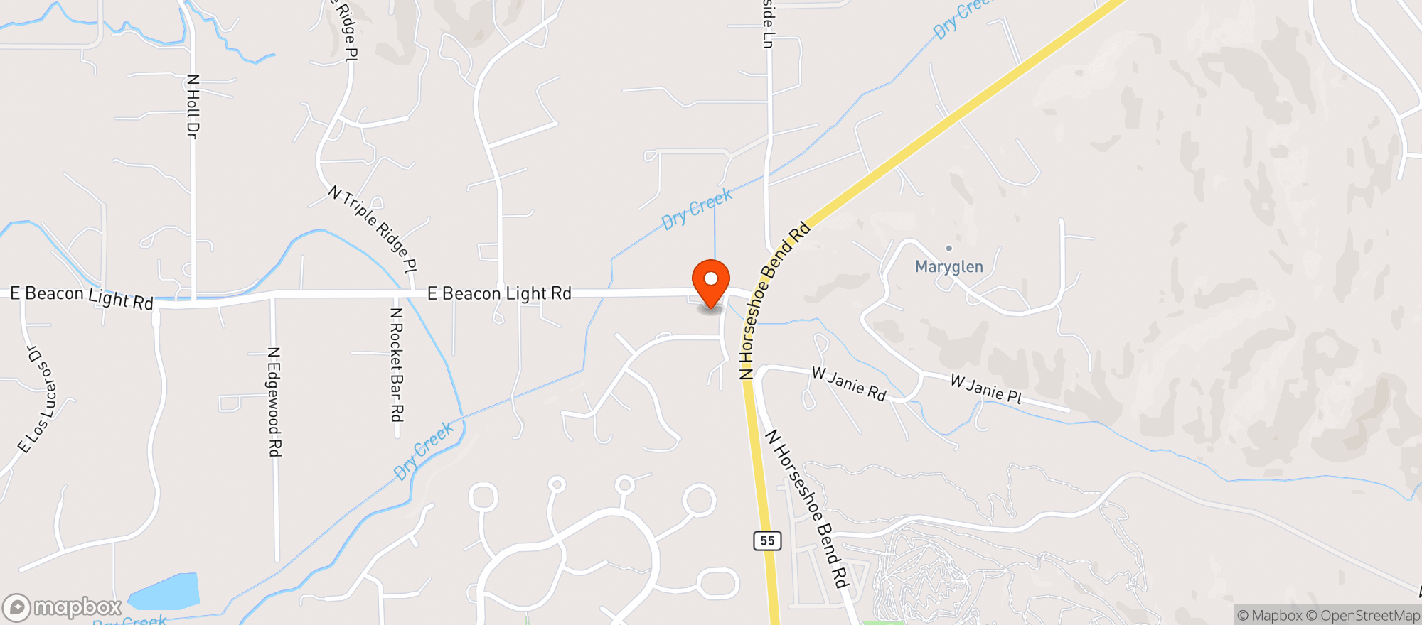 Map showing Tvc inc (beacon light chevron)