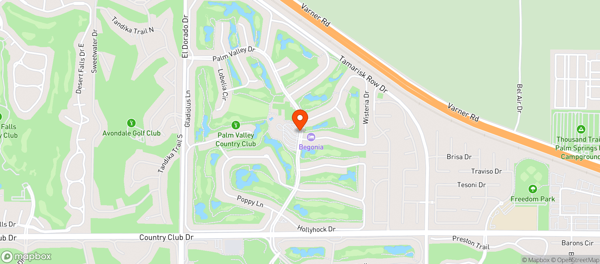 Map showing Palm Valley Country Club